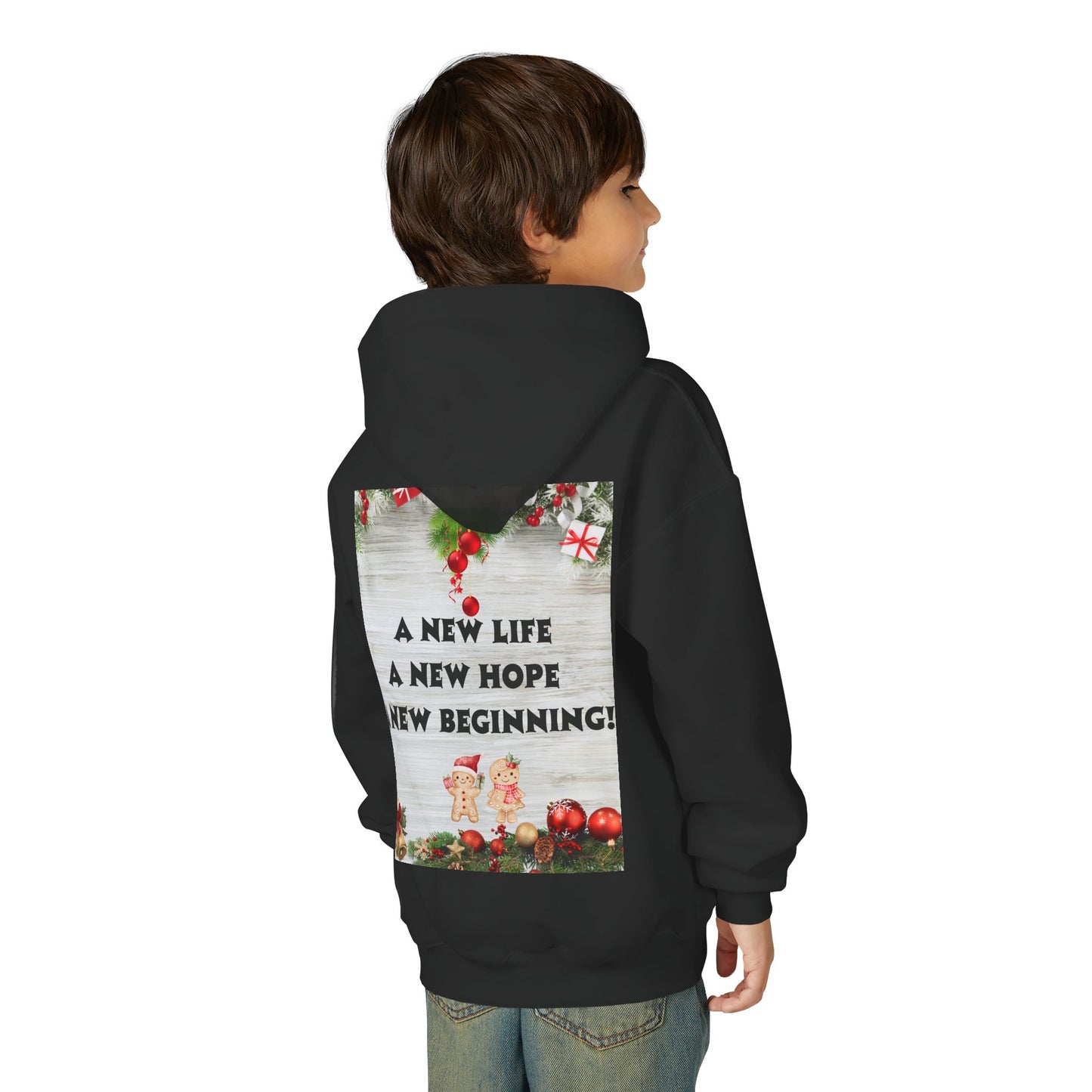 Youth Hooded Sweatshirt - Christmas Cheer, Cozy Holiday Gift, Festive Sweatshirt for Kids, Seasonal Wear, New Year Celebration