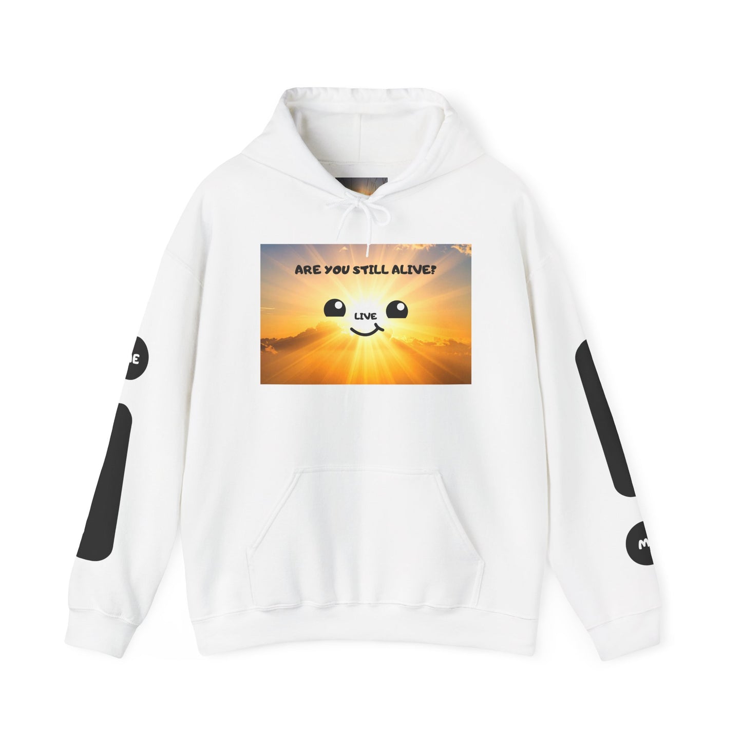 Smile Face Hoodie — "Are You Still Alive?" Sunrise Graphic Hooded Sweatshirt