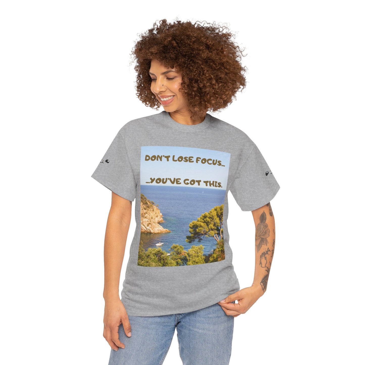 Motivational Tee — "Don't Lose Focus, You've Got This" Beach Graphic