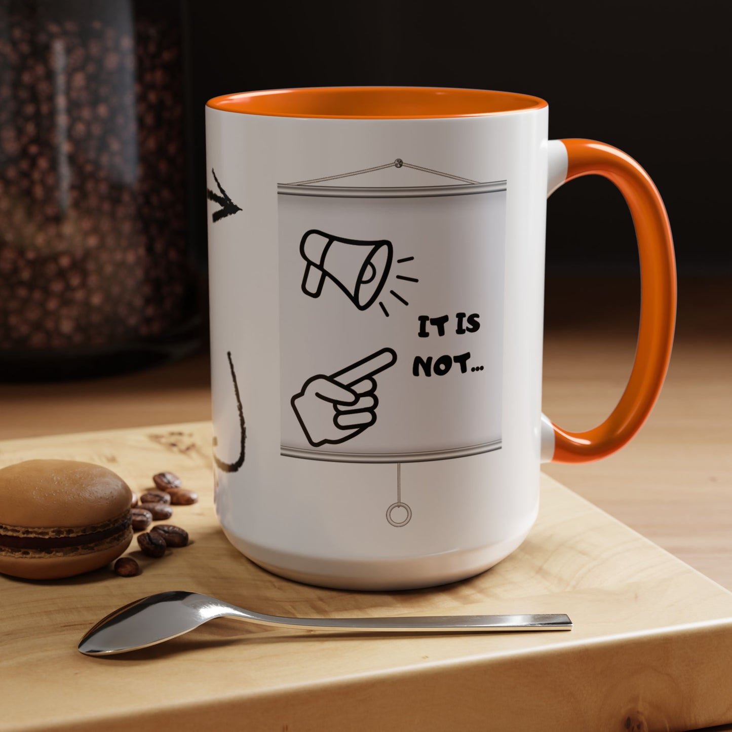 Accent Coffee Mug — Funny 'It Is Not your Fault' Doodle Cartoon Mug (11/15oz)