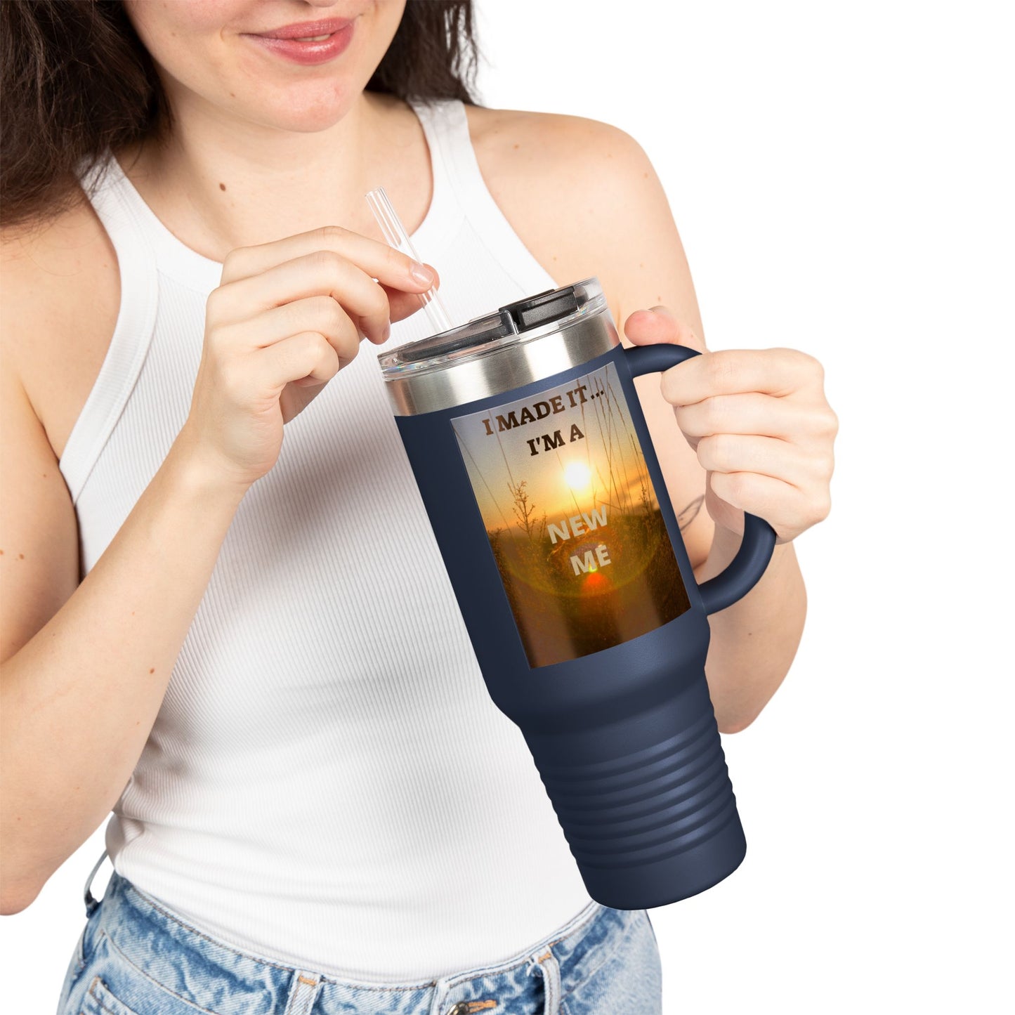 I MADE IT / LEAVING MARKED TRACES Inspiring Insulated Travel Mug, 40oz - Motivational Coffee Cup for New Beginnings, Perfect Gift for Self-Care, Daily Use, Travel Mug, [...]