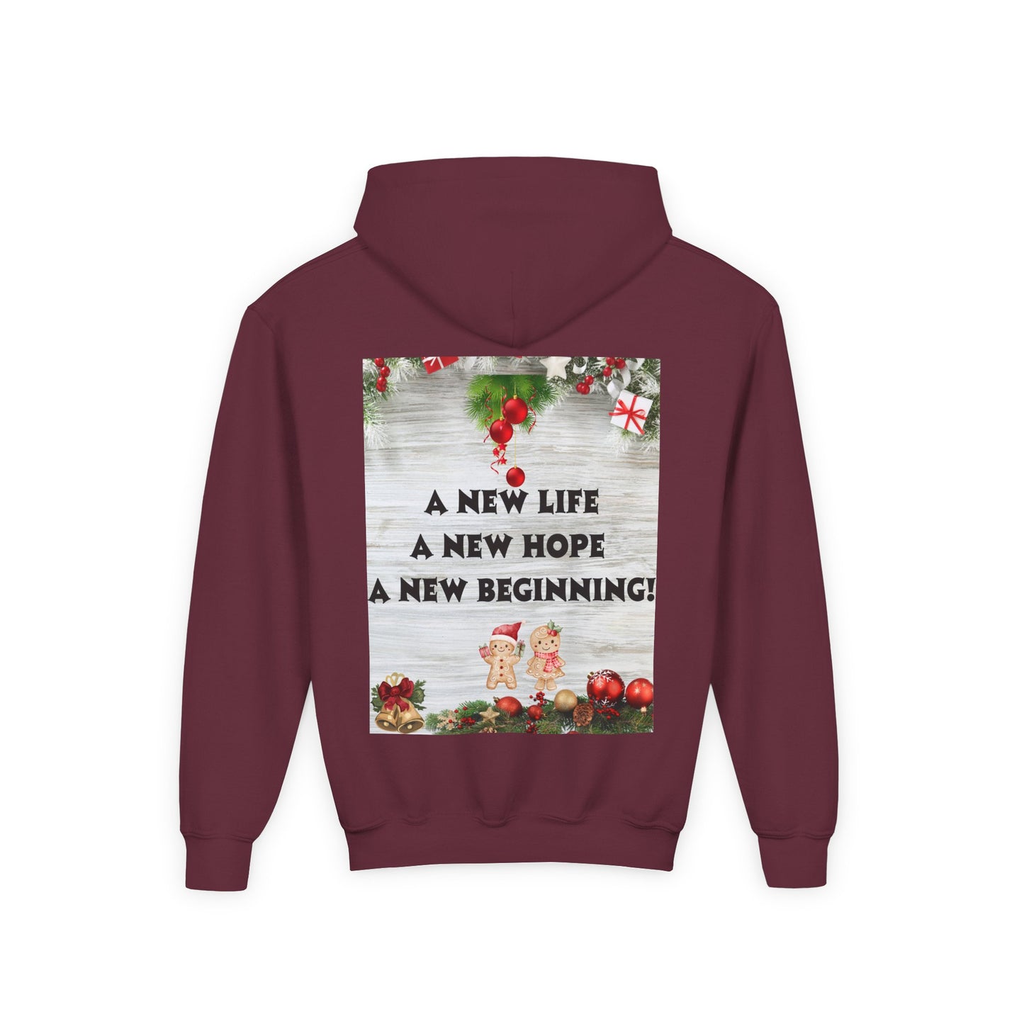 Youth Hooded Sweatshirt - Christmas Cheer, Cozy Holiday Gift, Festive Sweatshirt for Kids, Seasonal Wear, New Year Celebration