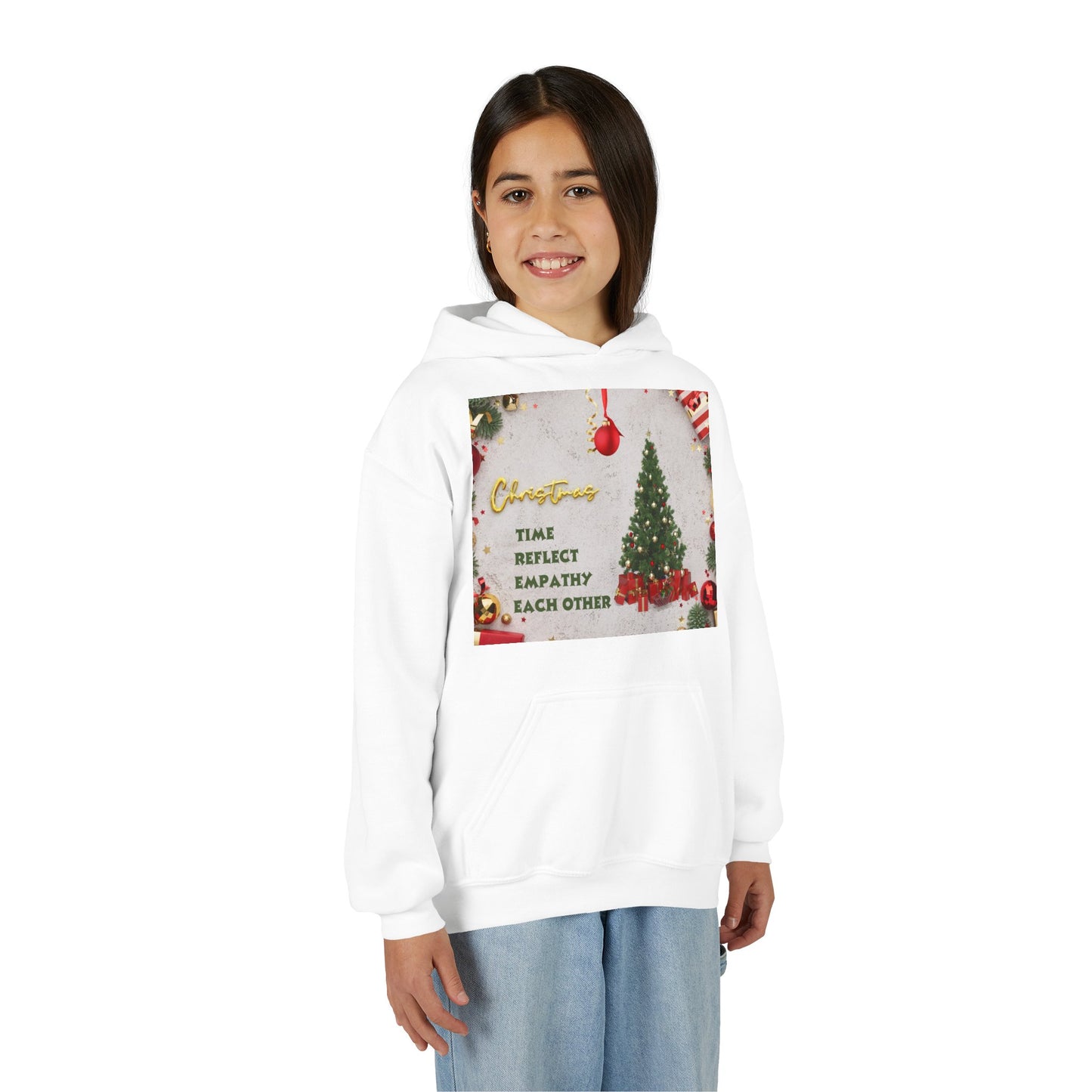 Youth Hooded Sweatshirt - Christmas Cheer, Cozy Holiday Gift, Festive Sweatshirt for Kids, Seasonal Wear, New Year Celebration