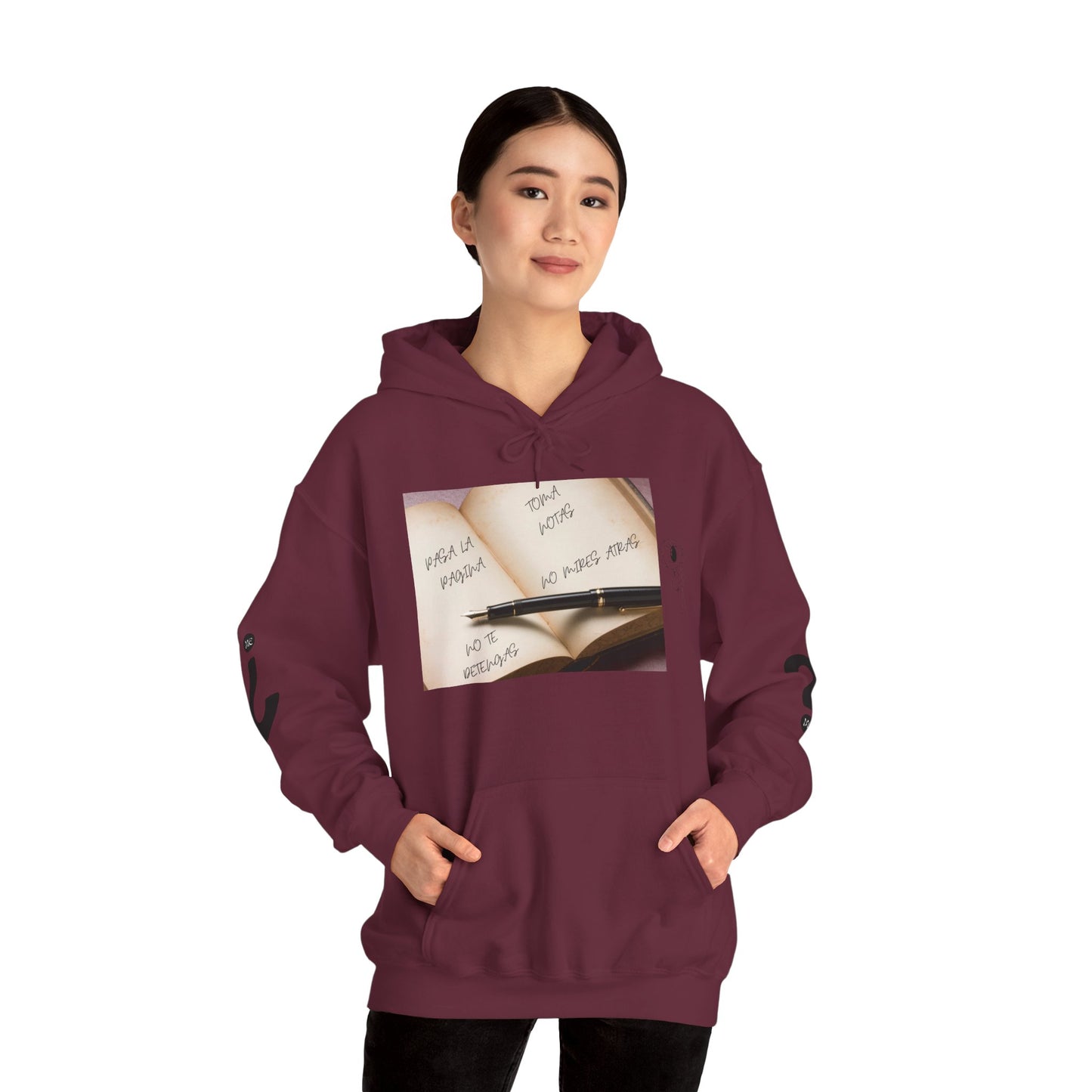 PASA LA PAGINA Inspirational Unisex Hoodie, Motivational Sweatshirt, Cozy Gift for Students, Printable Hoodie, Note-Taking Style