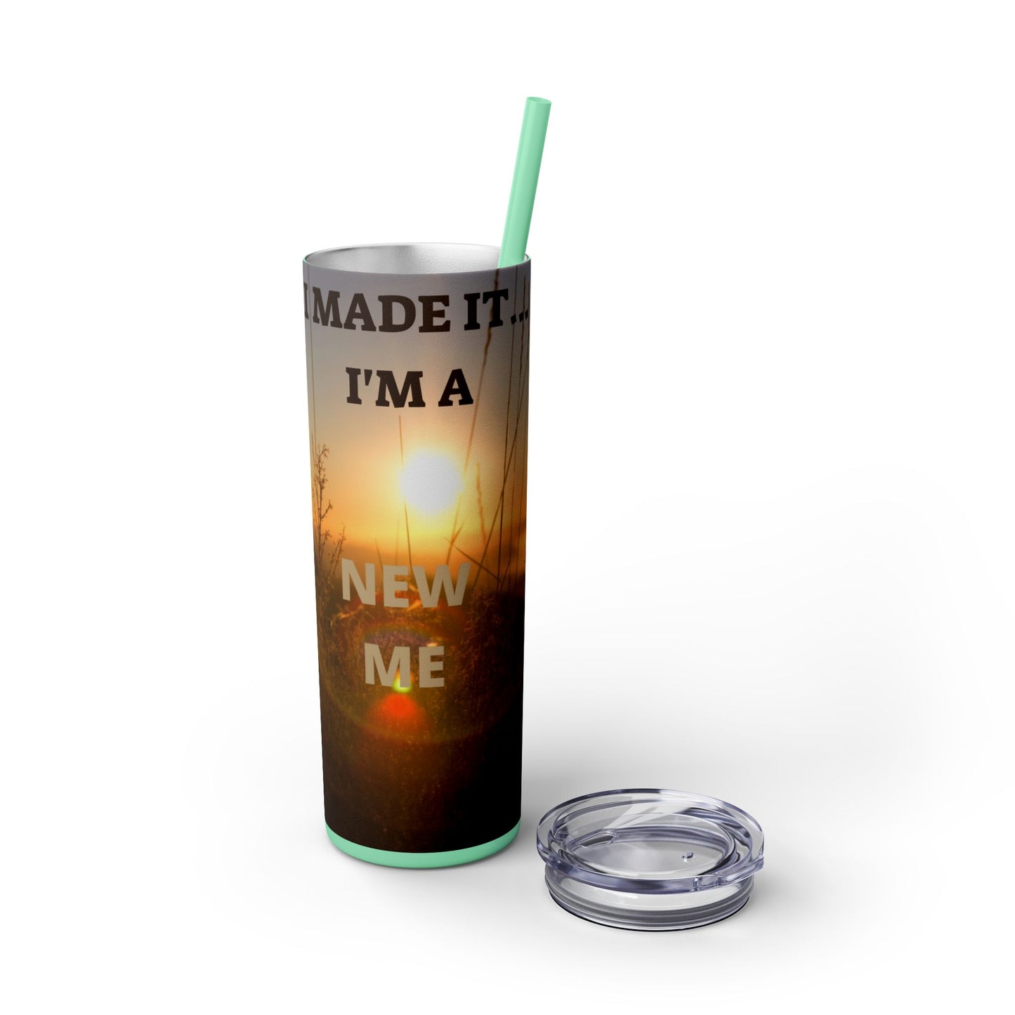 I MADE IT Inspirational Skinny Tumbler, 20oz - Motivational Drinkware for Self-Improvement, Perfect Gift for Wellness Journeys, Birthday, New Year