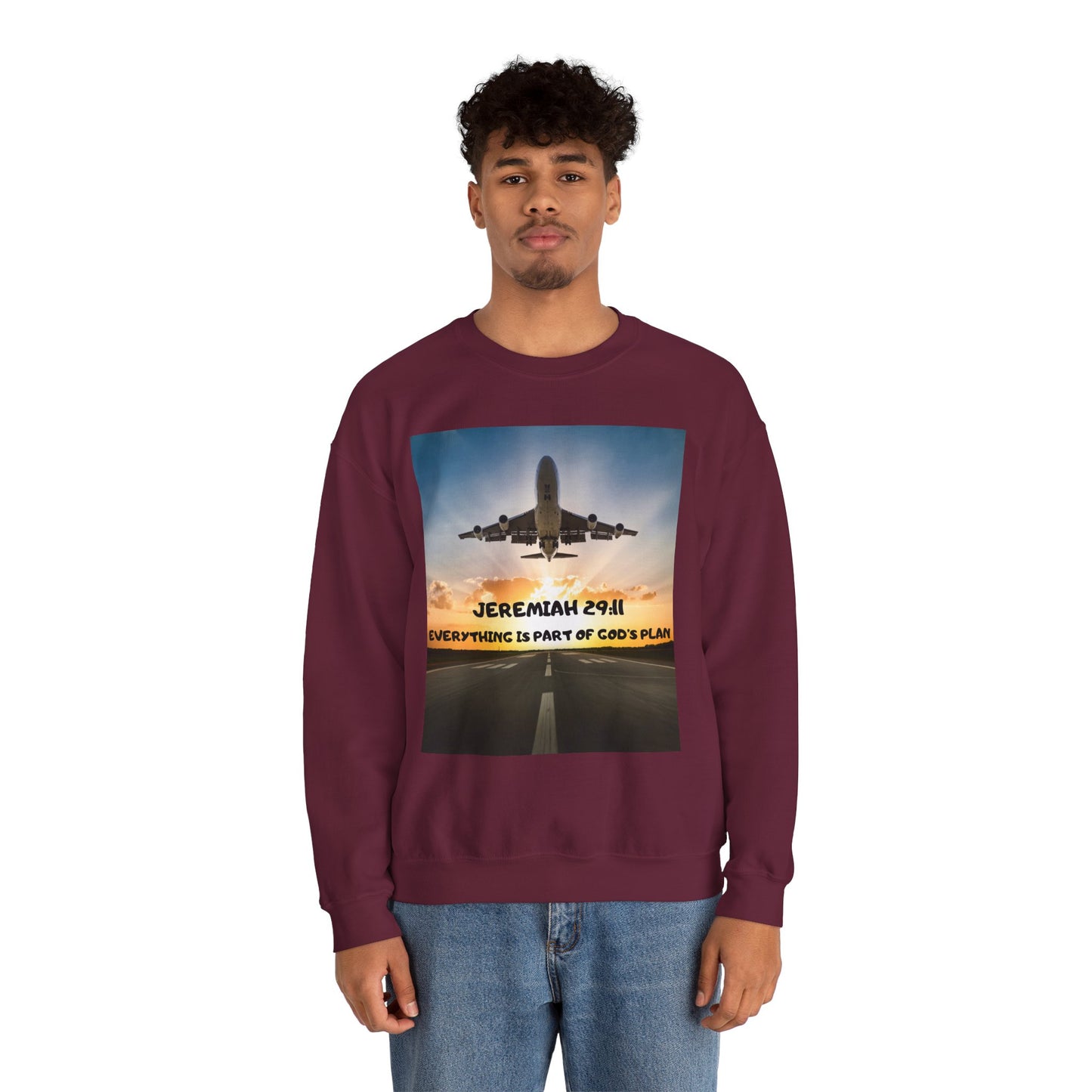 "Jeremiah 29:11 / Matthew 28:20" Christian Crewneck Inspirational Bible Verse Sweatshirt