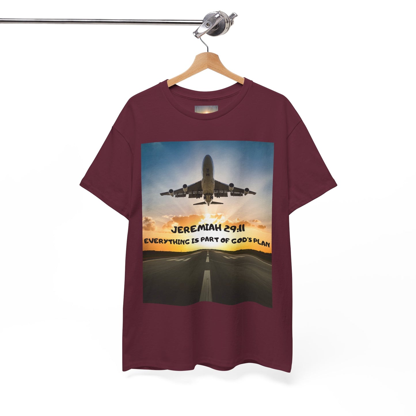 Faith Travel T‑Shirt — “Jeremiah 29:11 / Matthew 28:20” Inspirational Plane Tee