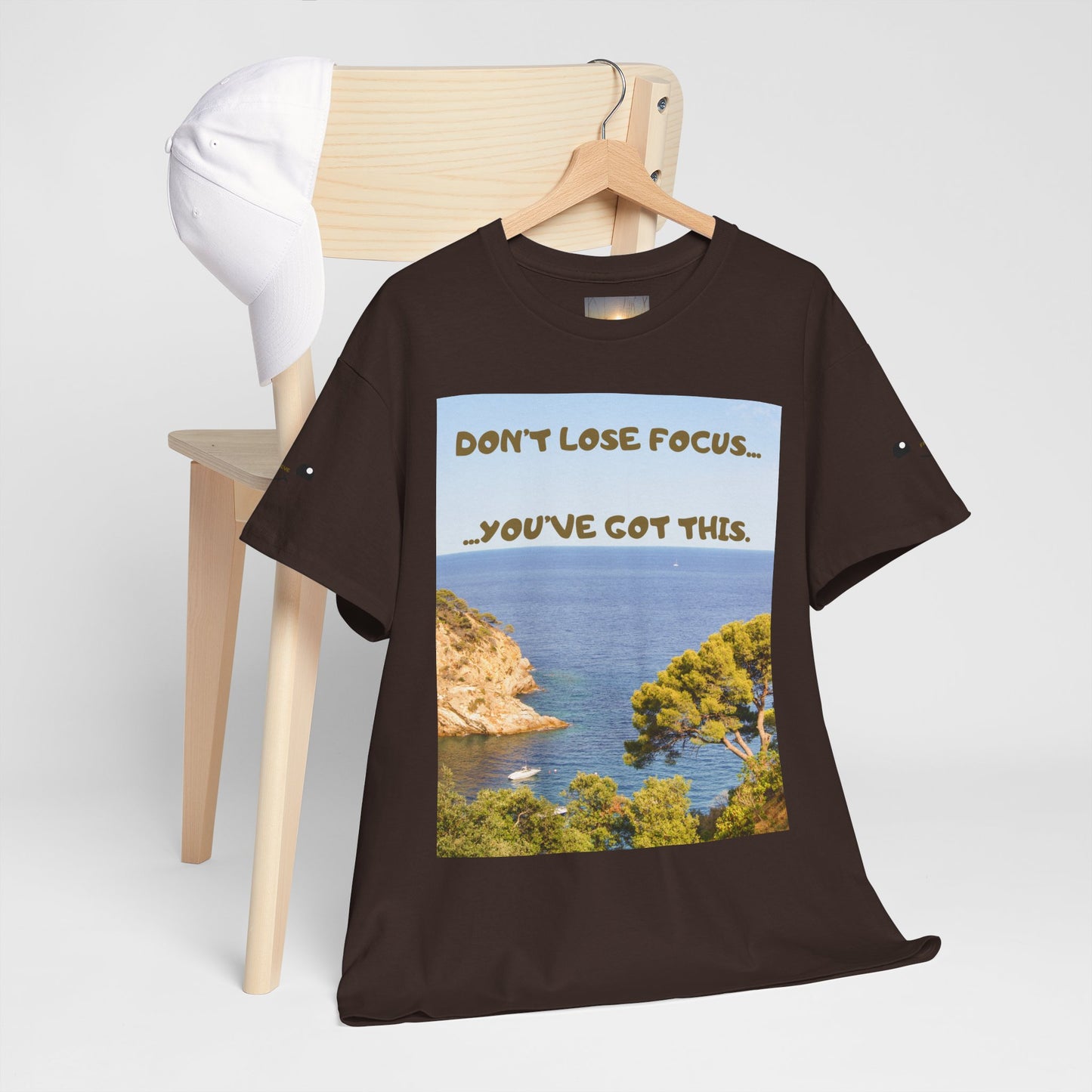 Motivational Tee — "Don't Lose Focus, You've Got This" Beach Graphic