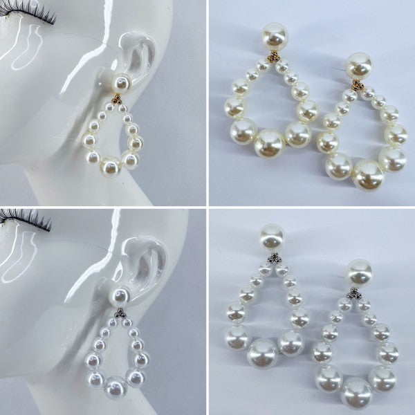 Drop Dangle Pearl in Teardrop shape Earrings