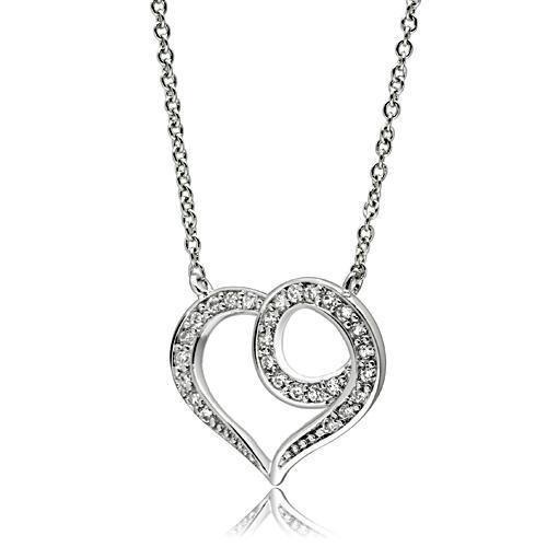 Rhodium Brass Necklace with AAA Grade CZ  in Clear