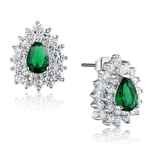 Rhodium Brass Earrings with Synthetic Synthetic Glass in