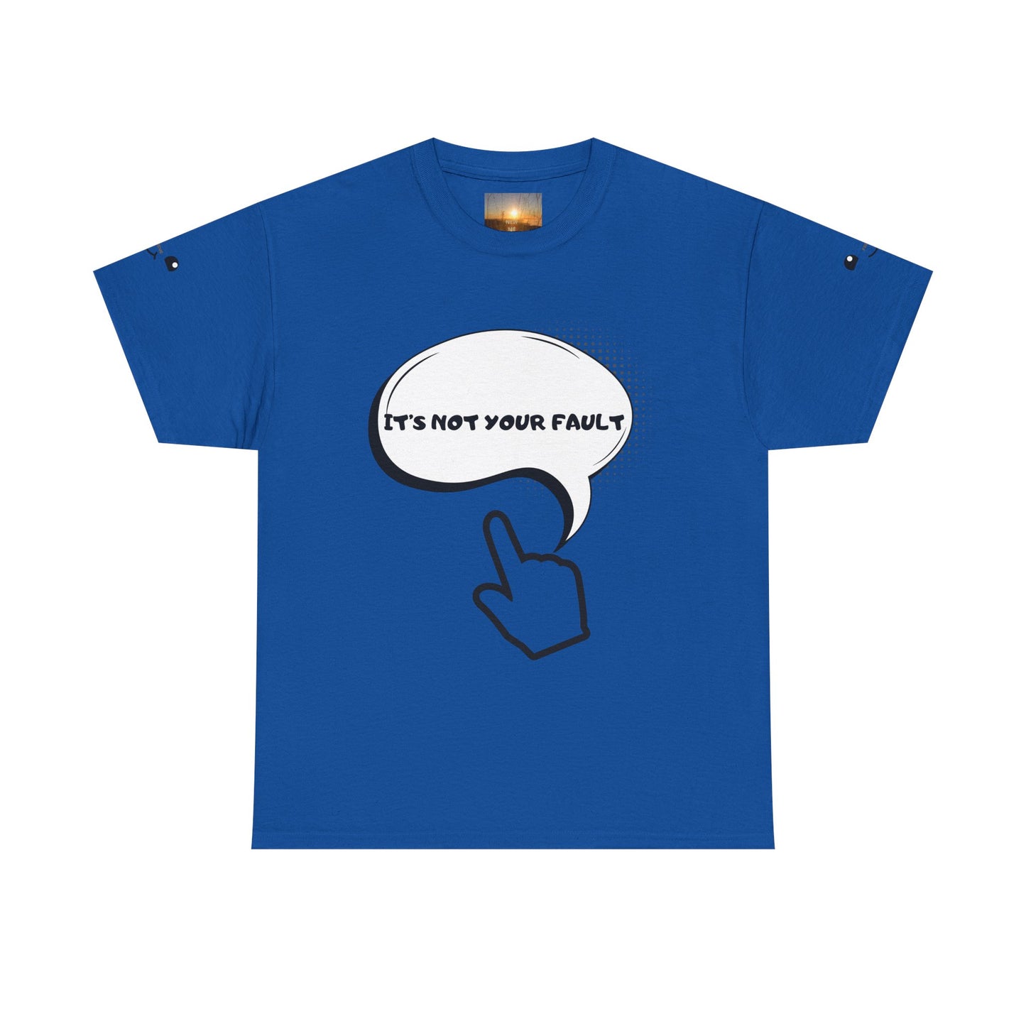 Graphic Tee — "It's Not Your Fault" Comic-Style Pointing Design
