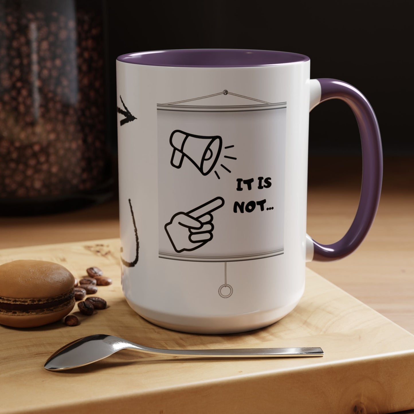 Accent Coffee Mug — Funny 'It Is Not your Fault' Doodle Cartoon Mug (11/15oz)