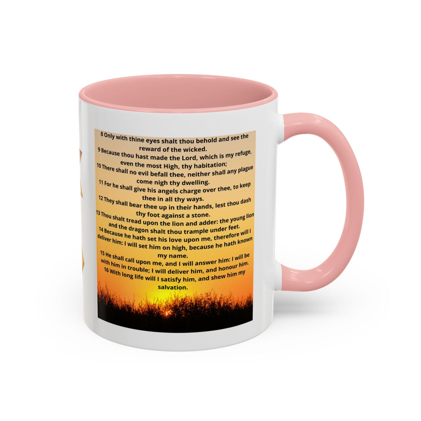 PSALM 91 Inspirational Lion Accent Coffee Mug | Motivational Gift, Scripture Mug, Unique Home Decor, Faith-Based Coffee Cup, Lion Design