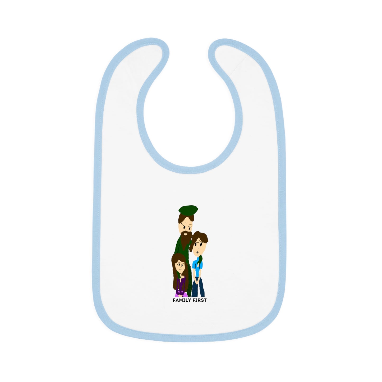 FAMILY FIRST ISAAC IDYER ARTS DESINGS Baby Contrast Trim Jersey Bib