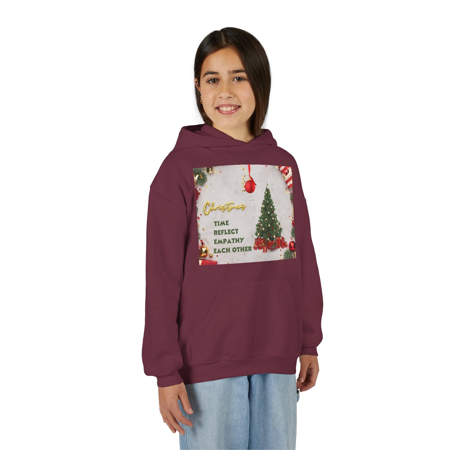 Youth Hooded Sweatshirt - Christmas Cheer, Cozy Holiday Gift, Festive Sweatshirt for Kids, Seasonal Wear, New Year Celebration