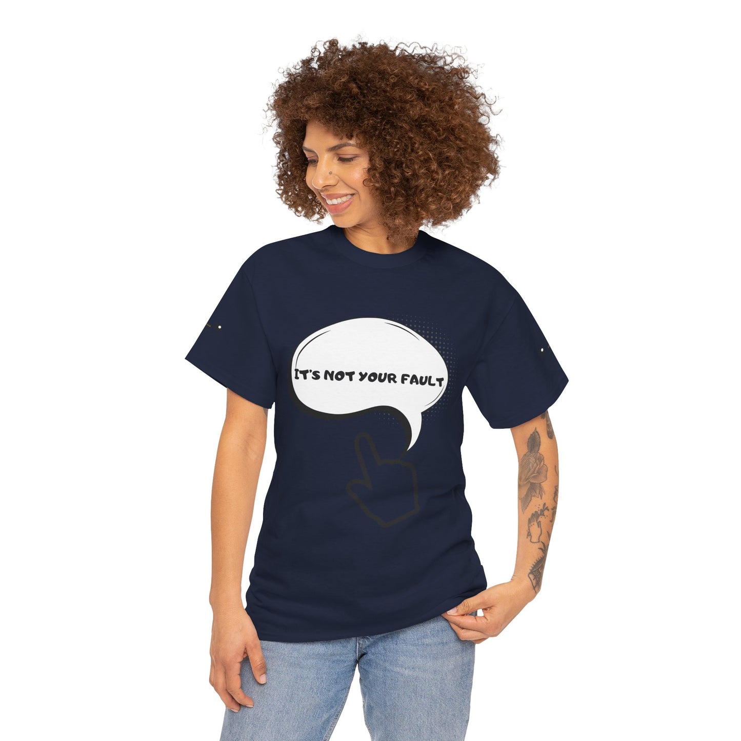 Graphic Tee — "It's Not Your Fault" Comic-Style Pointing Design