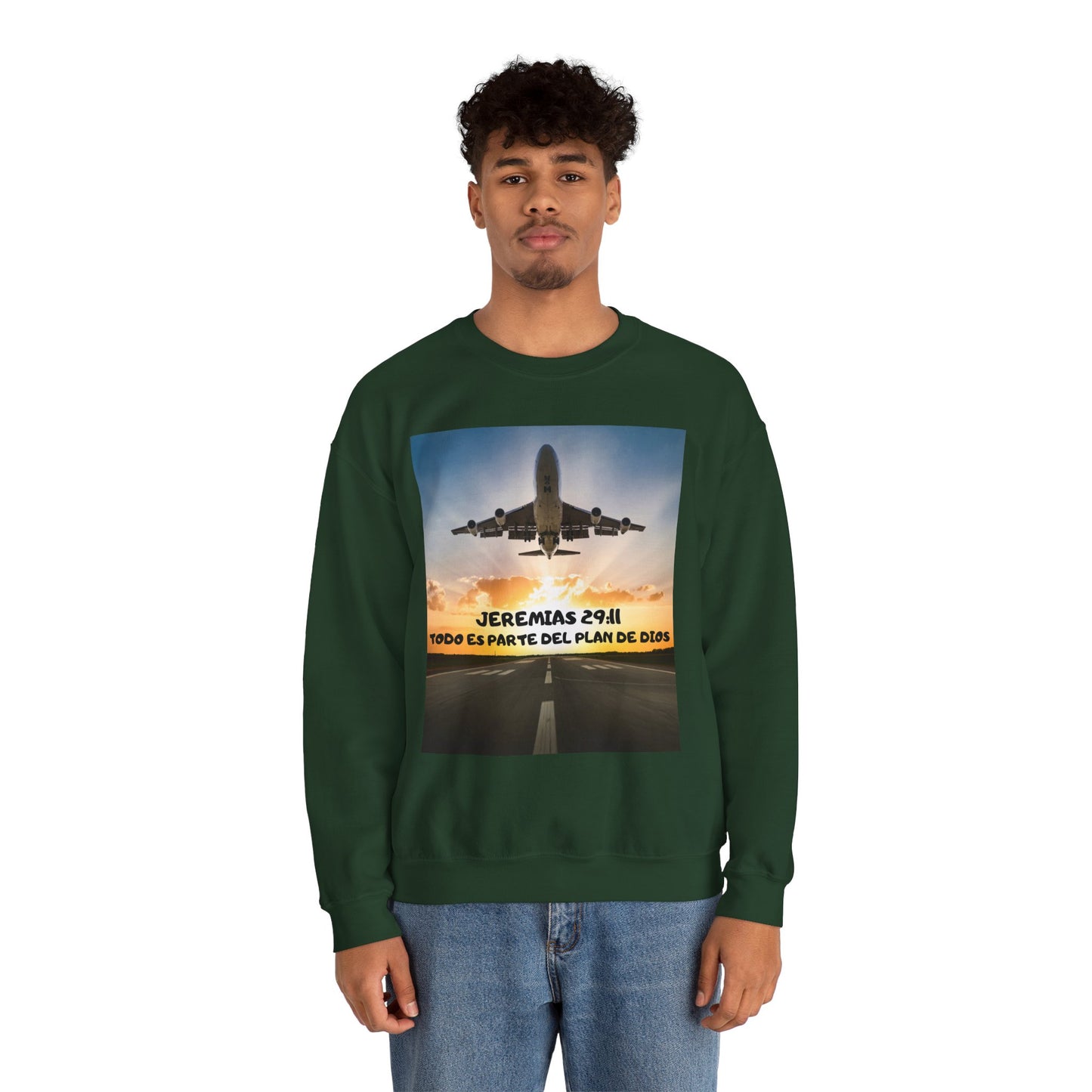 Christian Sweatshirt — Jeremías 29:11 & Mateo 28:20 Inspirational Crewneck
