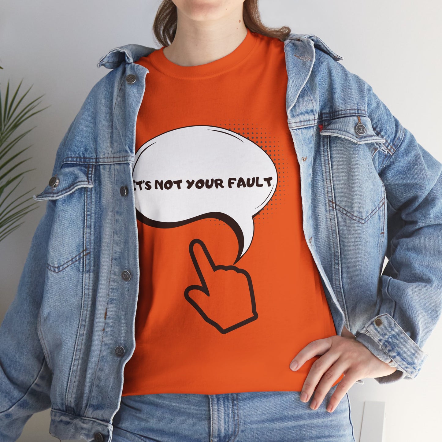 Graphic Tee — "It's Not Your Fault" Comic-Style Pointing Design