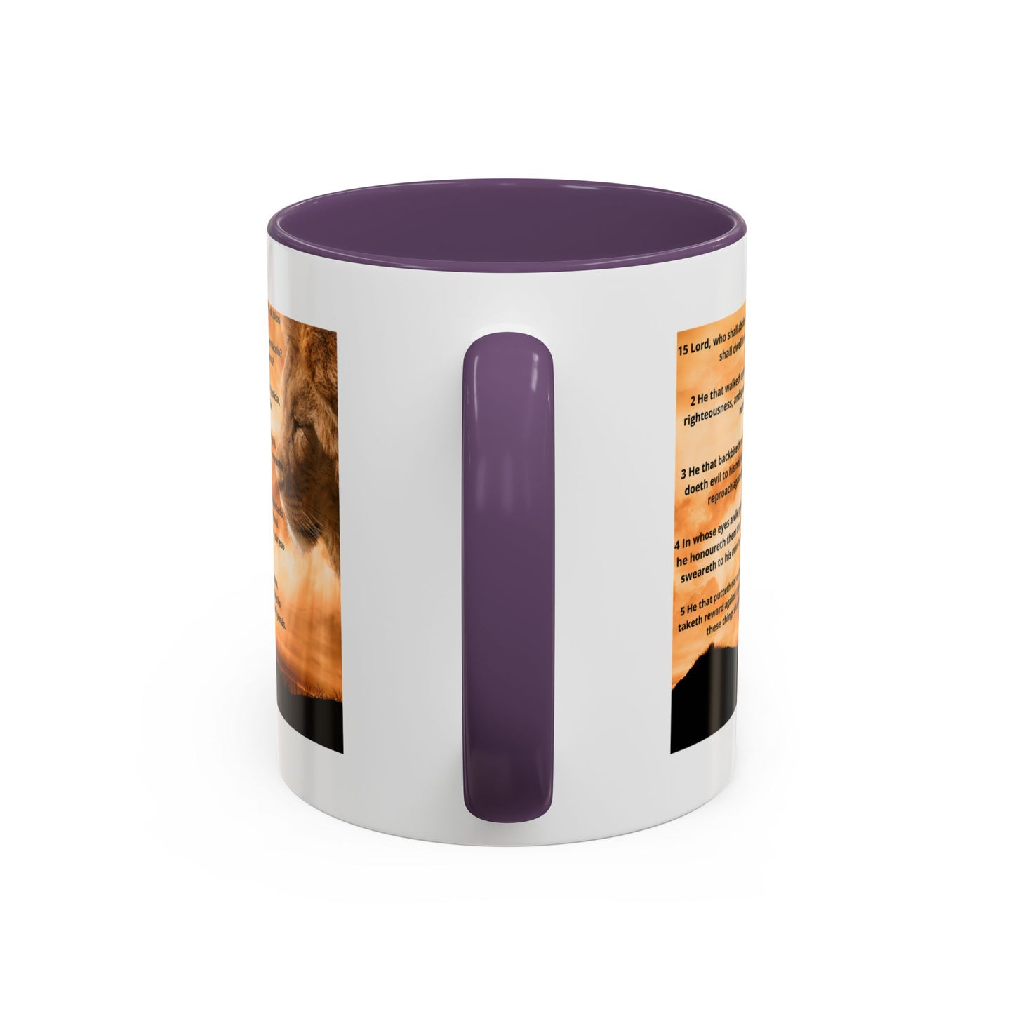 PSALM 15 ENG / SPA Inspirational Lion Accent Coffee Mug | Faith Mug, Motivational Gift, Nature Lover's Cup, Home Decor, Office Drinkware