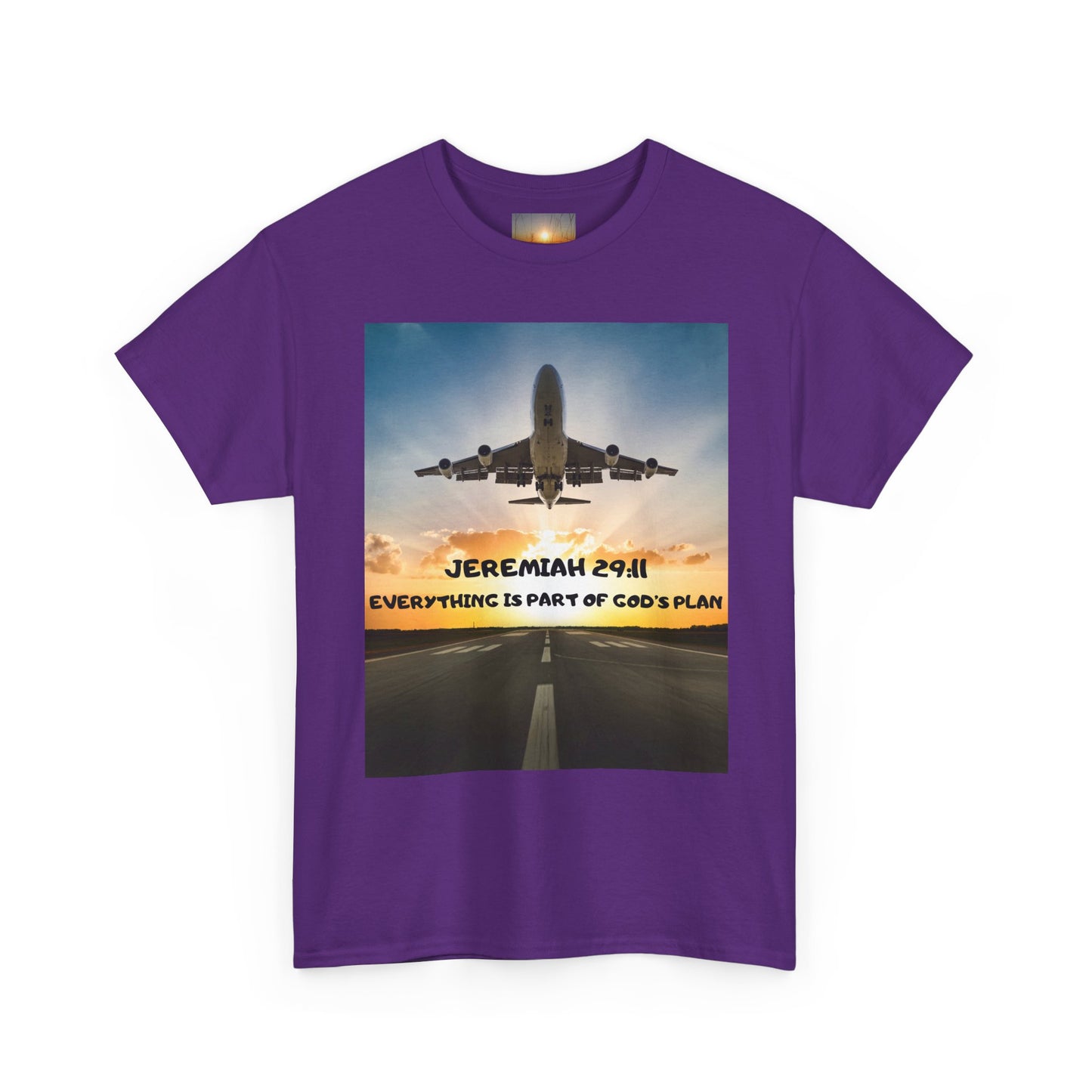 Faith Travel T‑Shirt — “Jeremiah 29:11 / Matthew 28:20” Inspirational Plane Tee