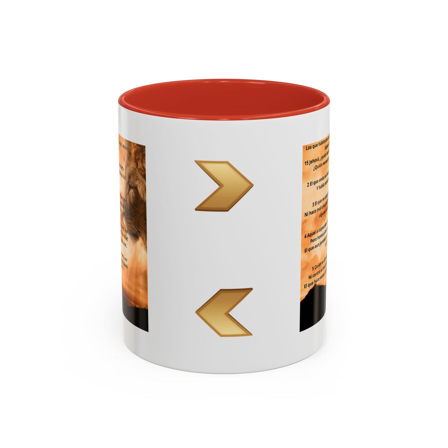 PSALM 15 ENG / SPA Inspirational Lion Accent Coffee Mug | Faith Mug, Motivational Gift, Nature Lover's Cup, Home Decor, Office Drinkware