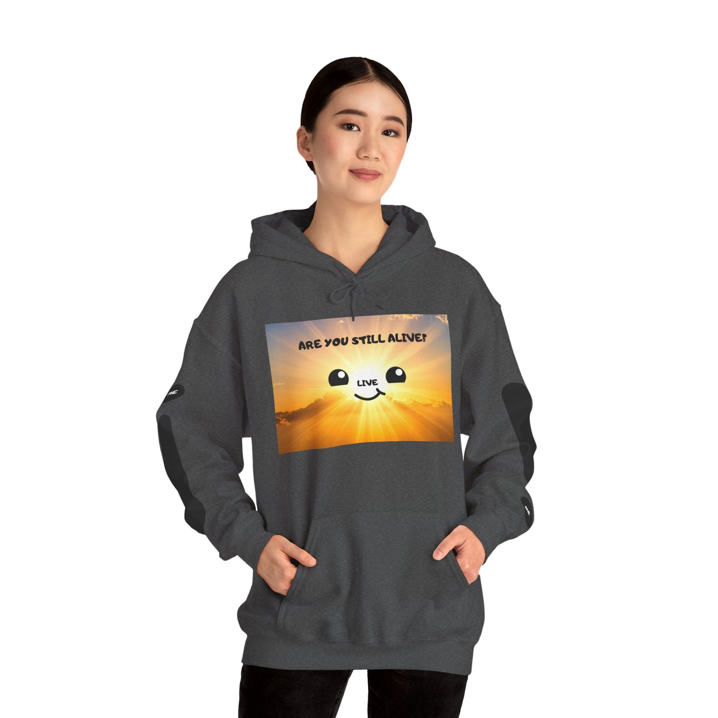 Smile Face Hoodie — "Are You Still Alive?" Sunrise Graphic Hooded Sweatshirt