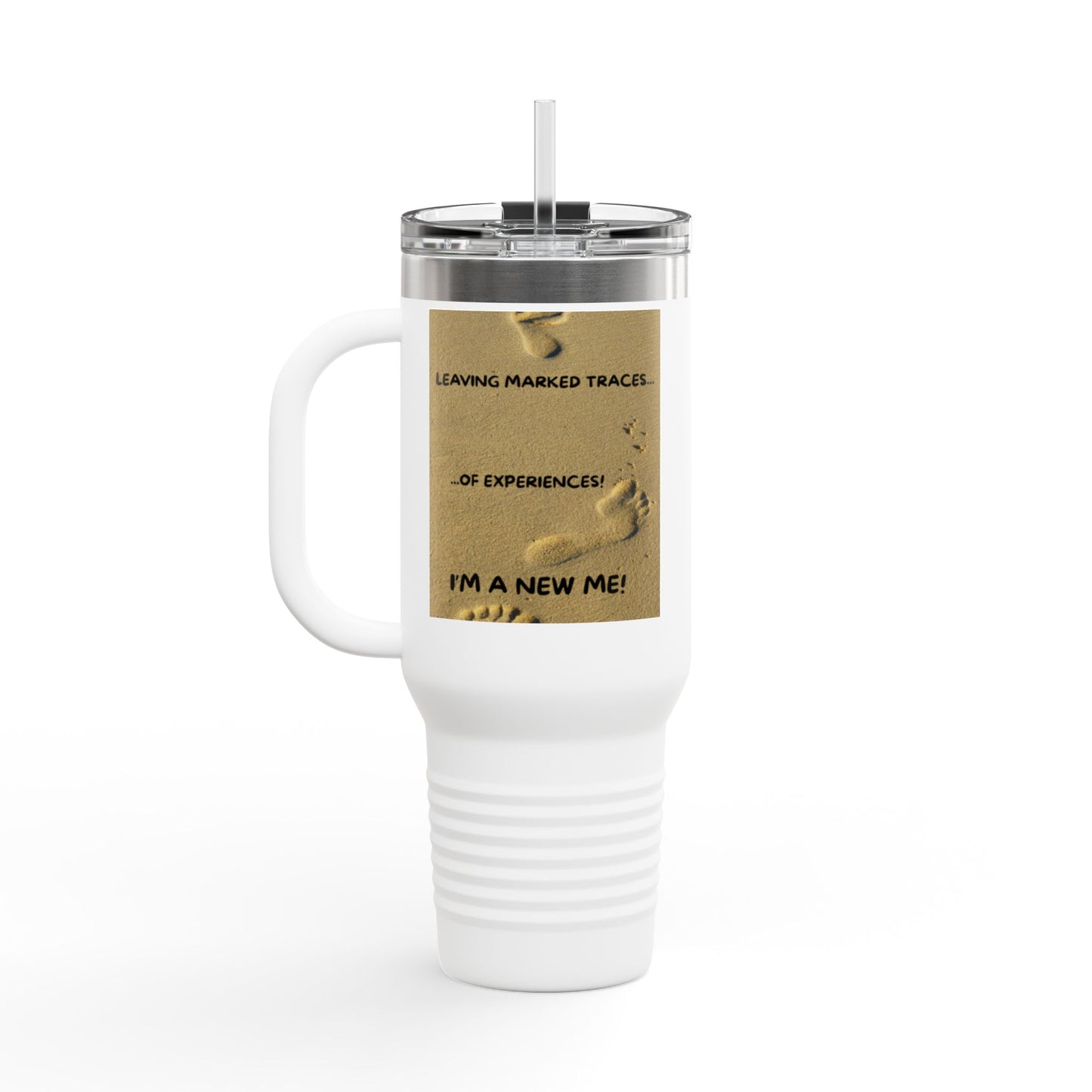 I MADE IT / LEAVING MARKED TRACES Inspiring Insulated Travel Mug, 40oz - Motivational Coffee Cup for New Beginnings, Perfect Gift for Self-Care, Daily Use, Travel Mug, [...]