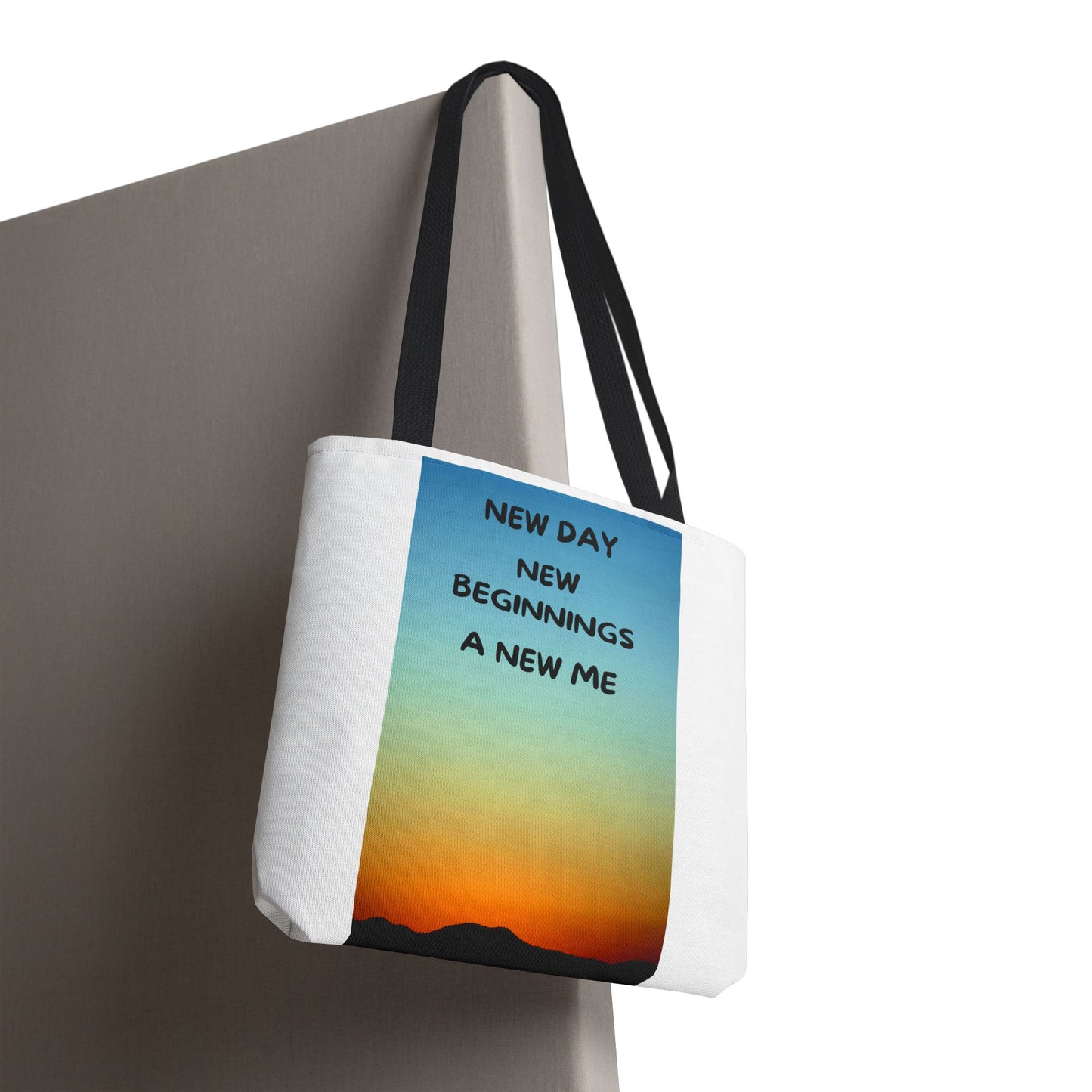 Inspirational Tote Bag - New Day, New Beginnings, A New Me, Reusable Grocery Bag, Motivational Gift, Beach Bag, Everyday Carryall