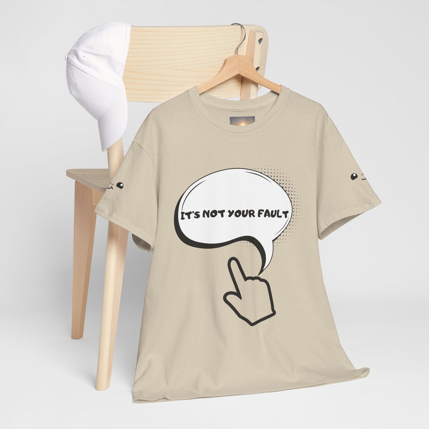 Graphic Tee — "It's Not Your Fault" Comic-Style Pointing Design