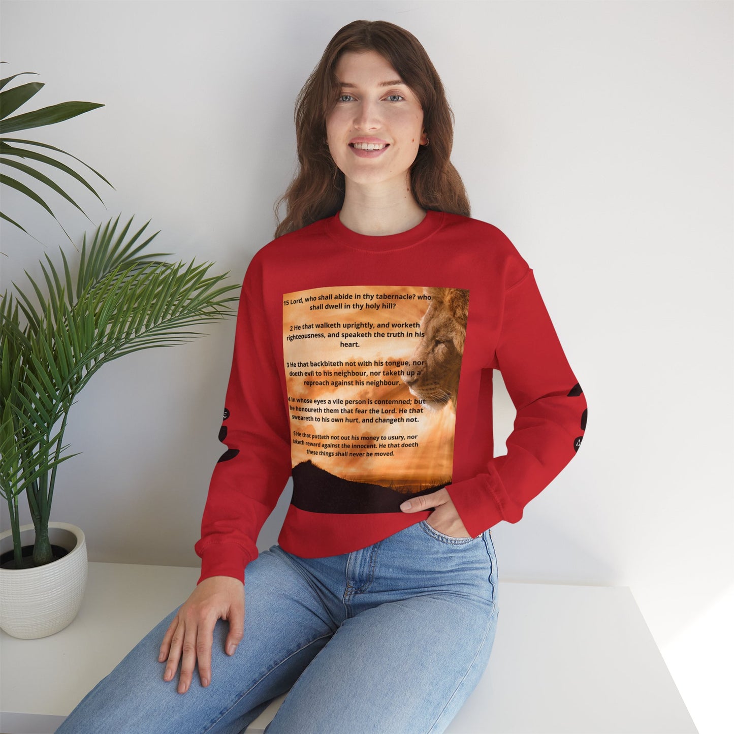PSALM 15 Lion Crewneck Sweatshirt, Motivational Top for Animal Lovers, Gift Idea for Birthdays, Cozy Apparel for Everyday [...]
