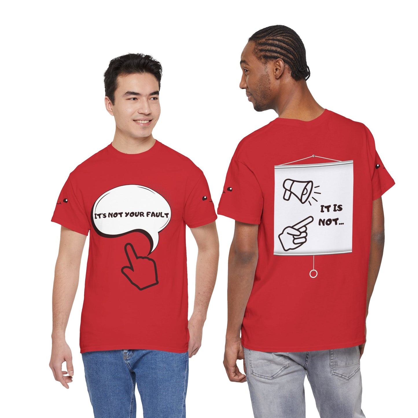 Graphic Tee — "It's Not Your Fault" Comic-Style Pointing Design