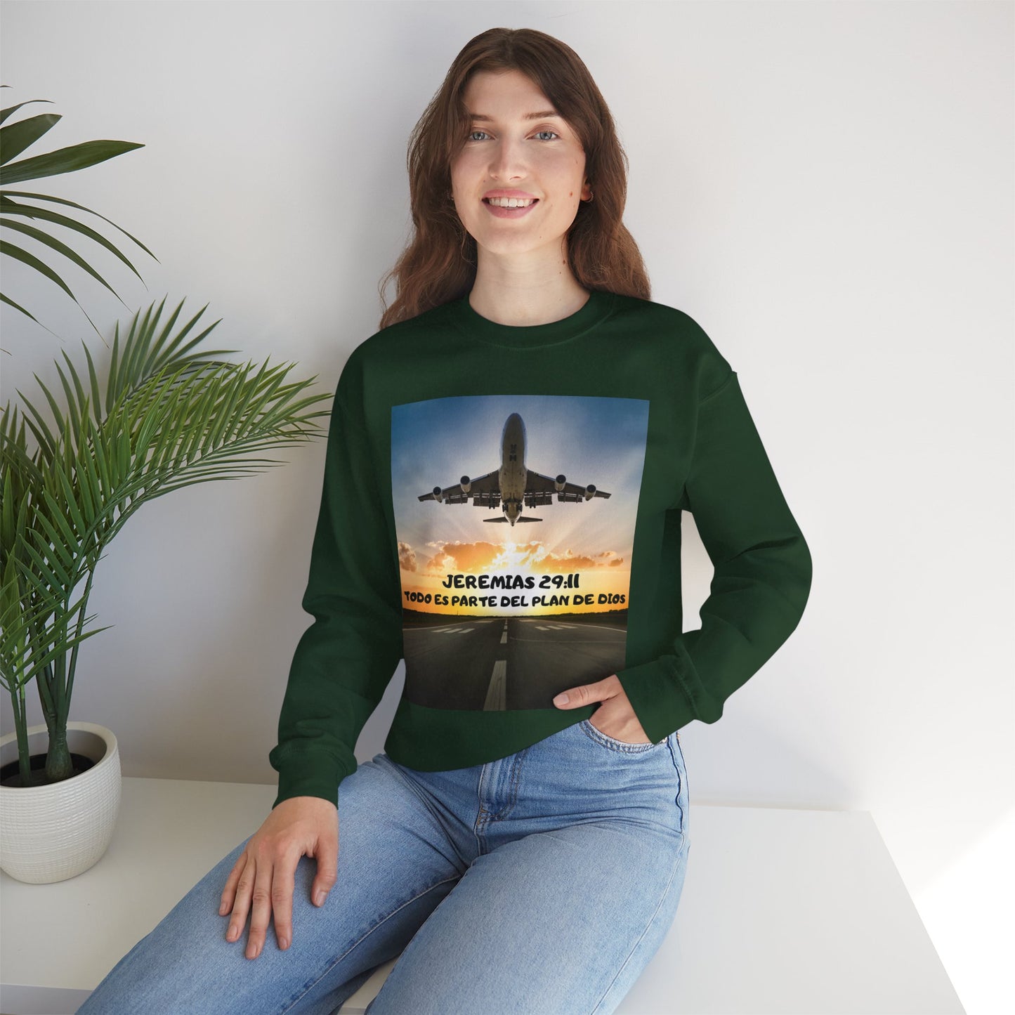 Christian Sweatshirt — Jeremías 29:11 & Mateo 28:20 Inspirational Crewneck