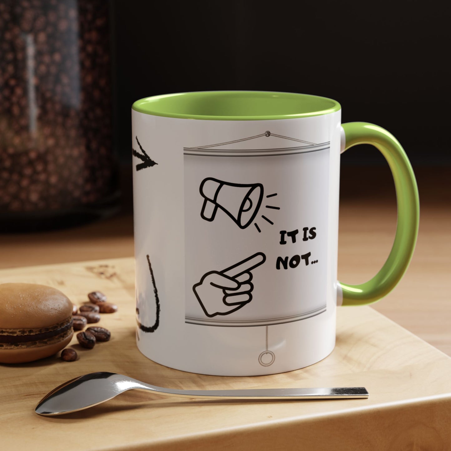 Accent Coffee Mug — Funny 'It Is Not your Fault' Doodle Cartoon Mug (11/15oz)