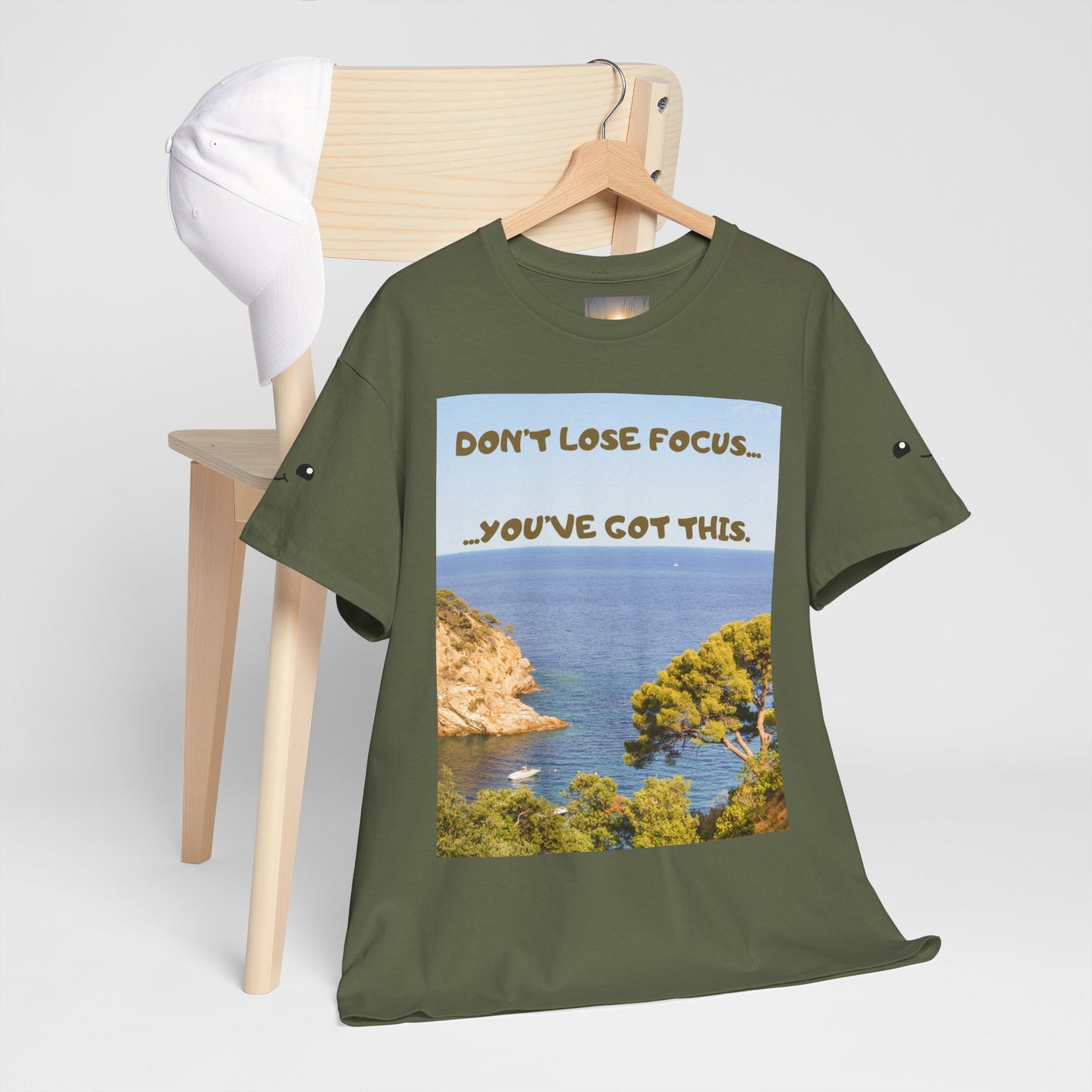 Motivational Tee — "Don't Lose Focus, You've Got This" Beach Graphic