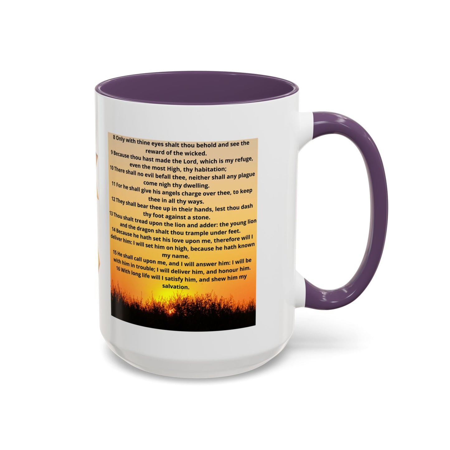 PSALM 91 Inspirational Lion Accent Coffee Mug | Motivational Gift, Scripture Mug, Unique Home Decor, Faith-Based Coffee Cup, Lion Design