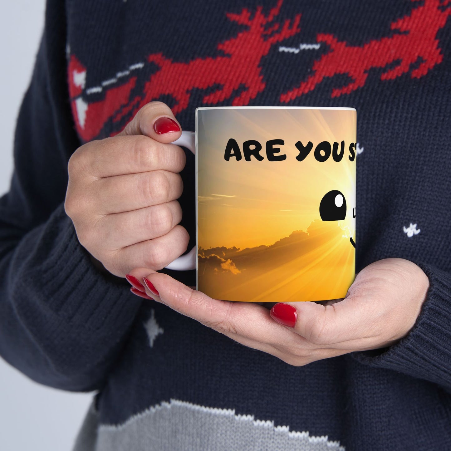 Inspirational Sunrise Mug — 'You Still Alive, Live' Cute Smiley Coffee Cup