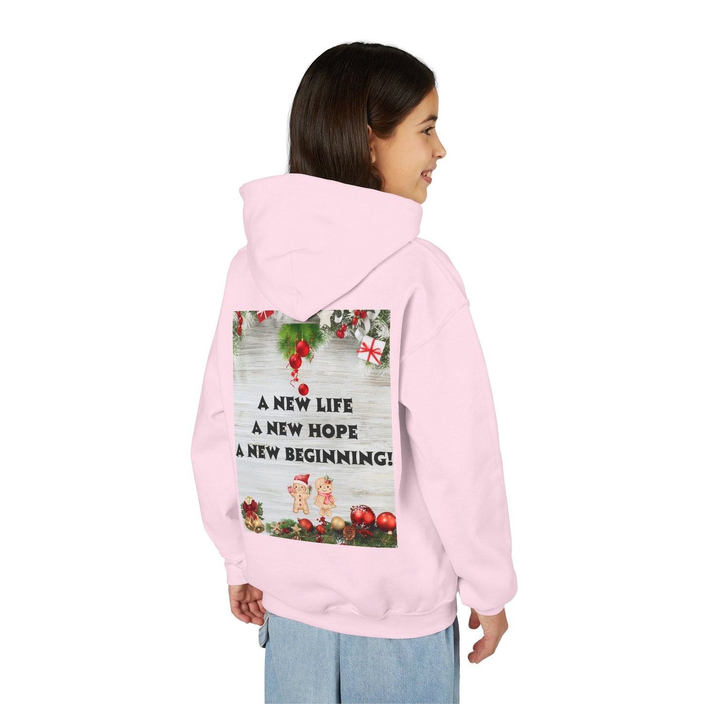Youth Hooded Sweatshirt - Christmas Cheer, Cozy Holiday Gift, Festive Sweatshirt for Kids, Seasonal Wear, New Year Celebration