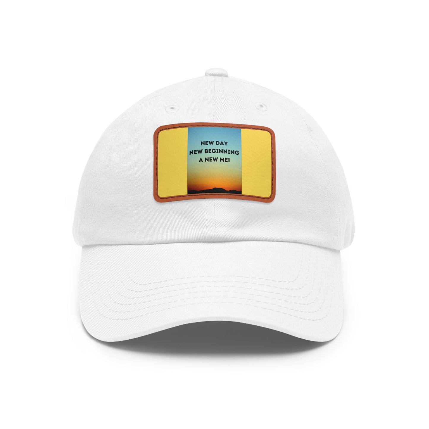 NEW DAY NEW BEGINNING A NEW ME Hat with Leather Patch (Rectangle)