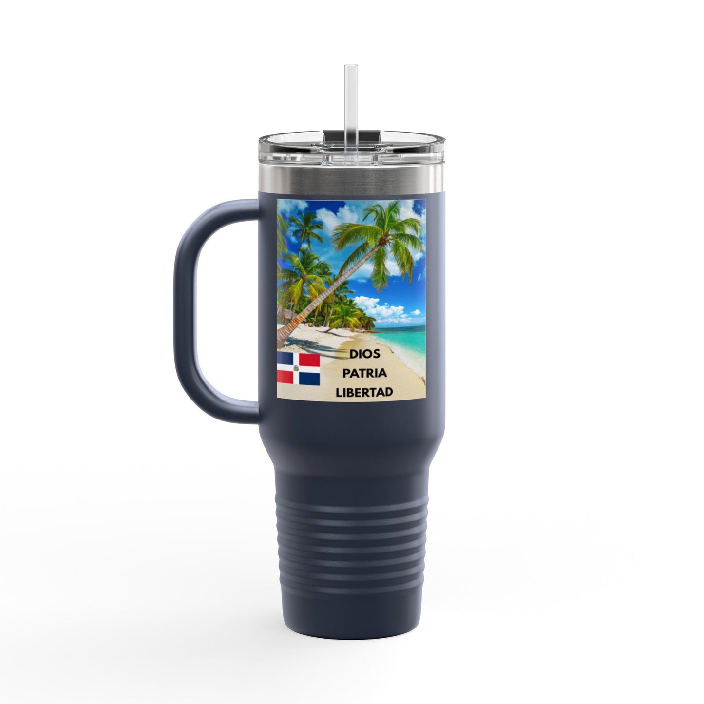 Dominican Republic Insulated Travel Mug, Caribbean Travel Cup, Beach Lover Gift, Quisqueya Hermosa Thermos, Vacation Essential, Summer [...]
