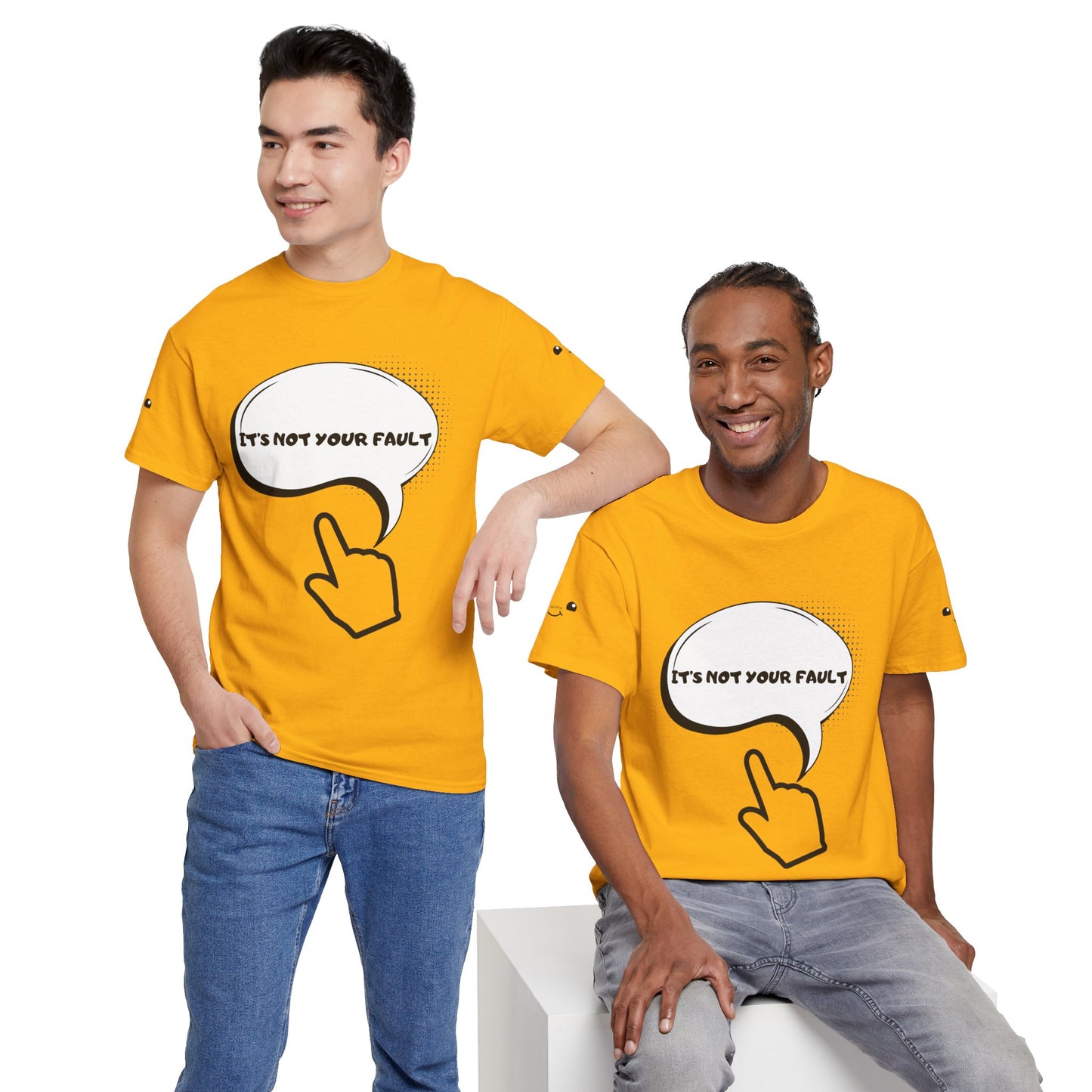 Graphic Tee — "It's Not Your Fault" Comic-Style Pointing Design