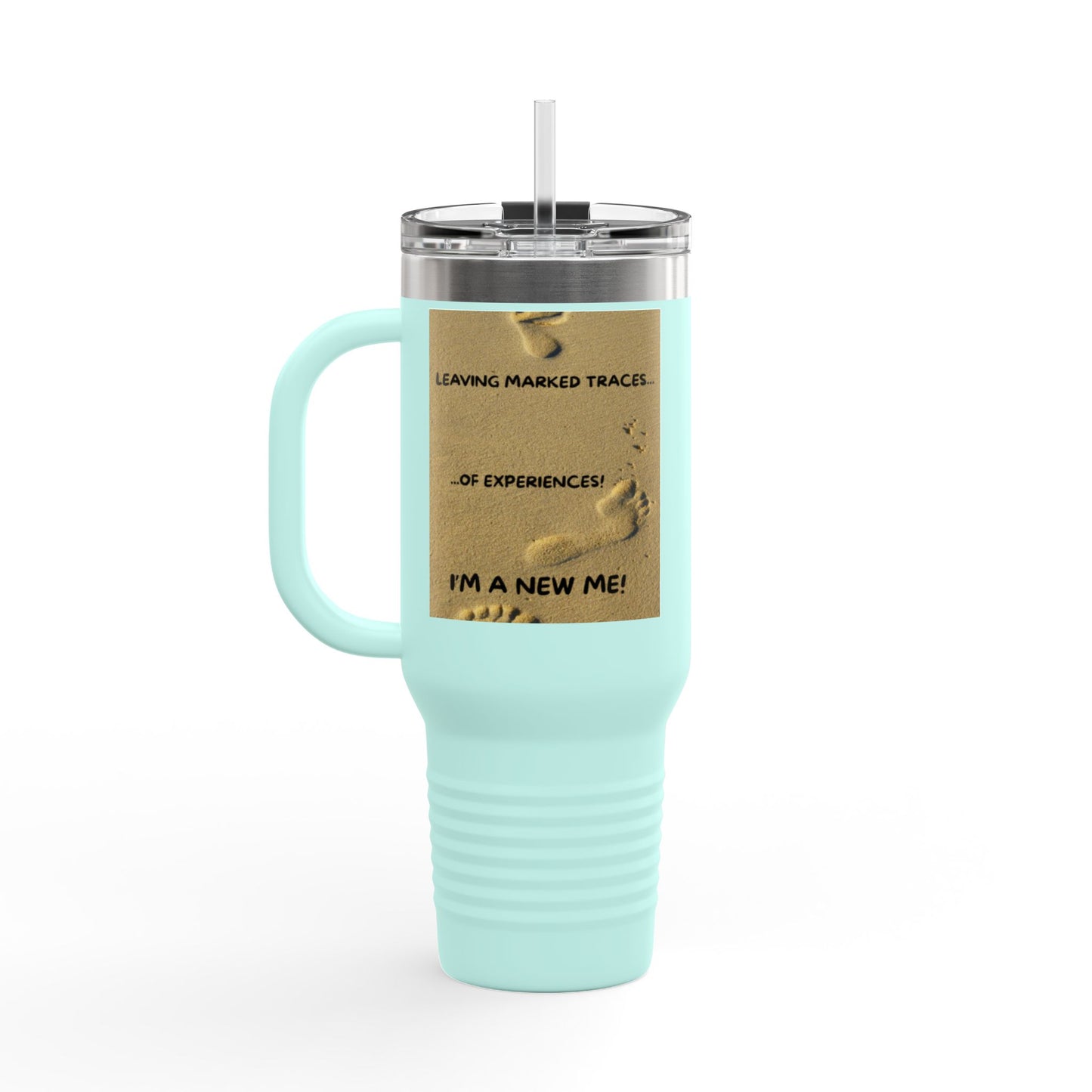I MADE IT / LEAVING MARKED TRACES Inspiring Insulated Travel Mug, 40oz - Motivational Coffee Cup for New Beginnings, Perfect Gift for Self-Care, Daily Use, Travel Mug, [...]