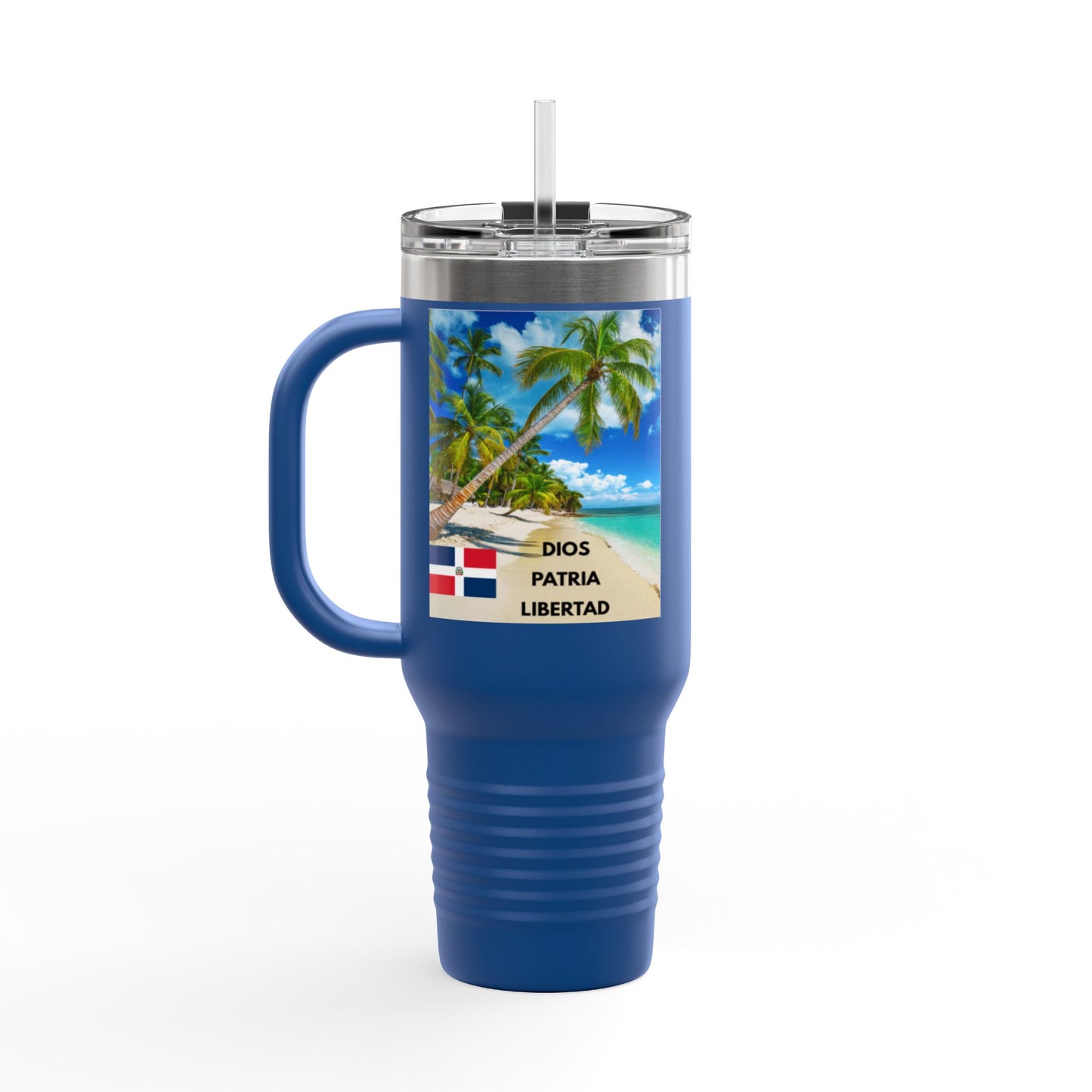 Dominican Republic Insulated Travel Mug, Caribbean Travel Cup, Beach Lover Gift, Quisqueya Hermosa Thermos, Vacation Essential, Summer [...]