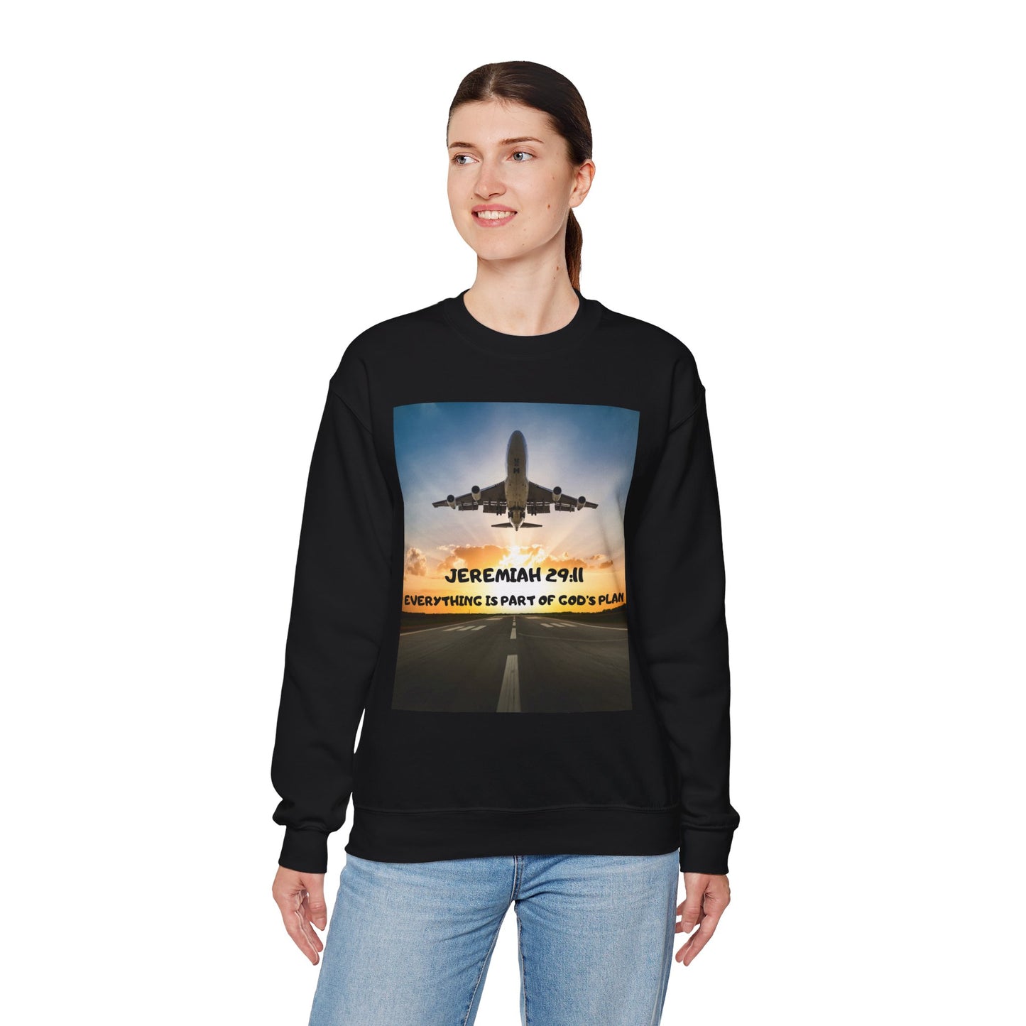 "Jeremiah 29:11 / Matthew 28:20" Christian Crewneck Inspirational Bible Verse Sweatshirt