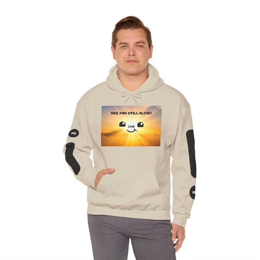 Smile Face Hoodie — "Are You Still Alive?" Sunrise Graphic Hooded Sweatshirt