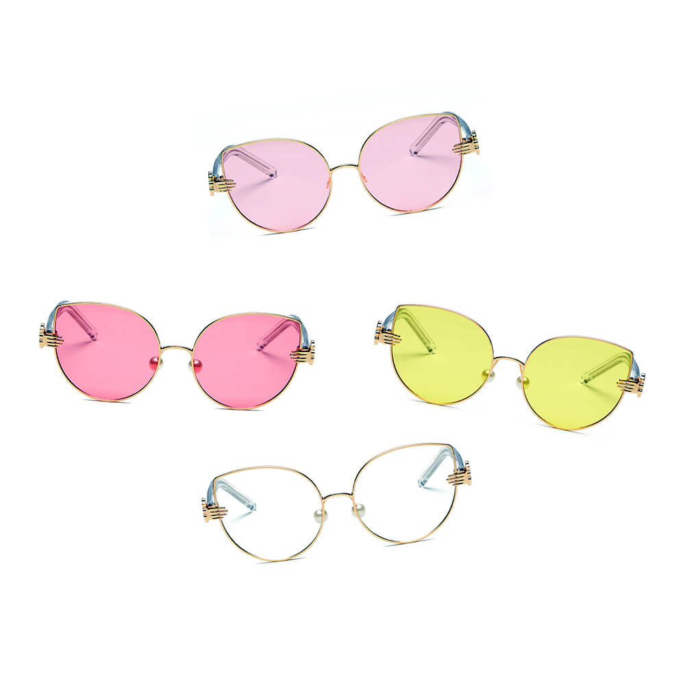 NEW ME IM Women Metal Frame Cat Eye Hands Classic Sunglasses