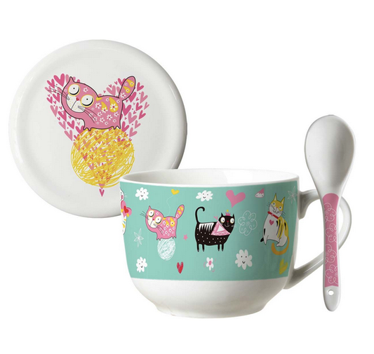 Kitty Gang Mug, lid and spoon 600ml