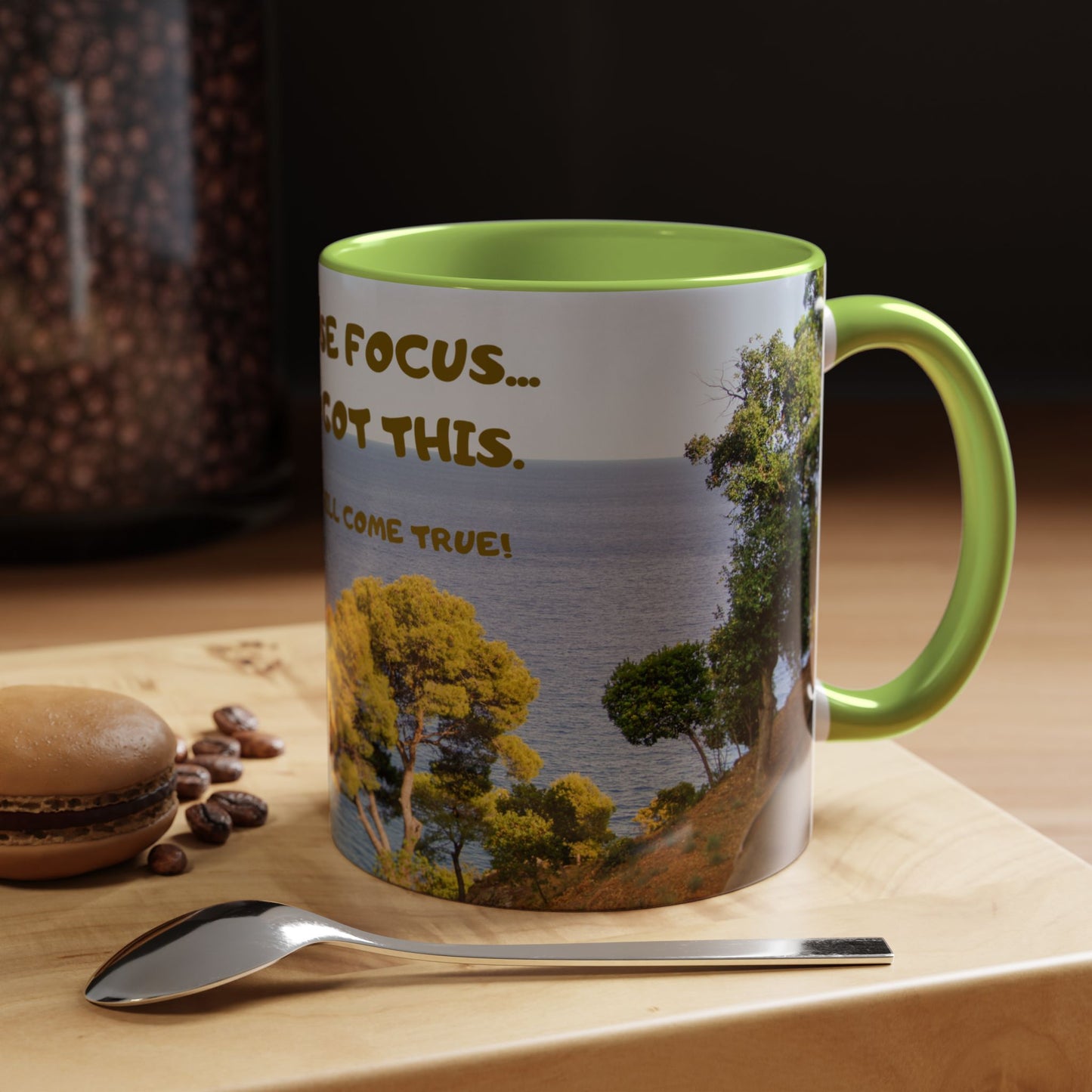 Inspirational Coastal Coffee Mug - "Don't Lose Focus... You've Got This" Accent Mug