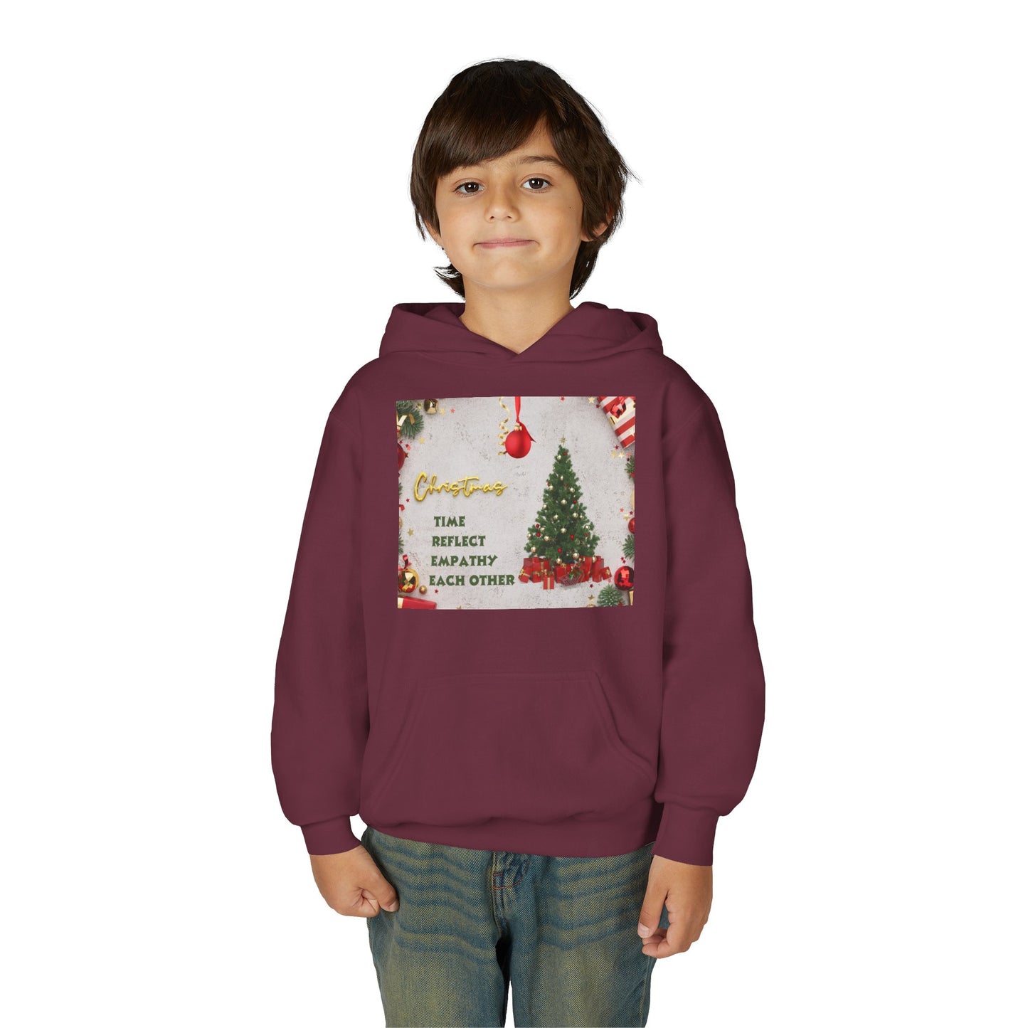 Youth Hooded Sweatshirt - Christmas Cheer, Cozy Holiday Gift, Festive Sweatshirt for Kids, Seasonal Wear, New Year Celebration