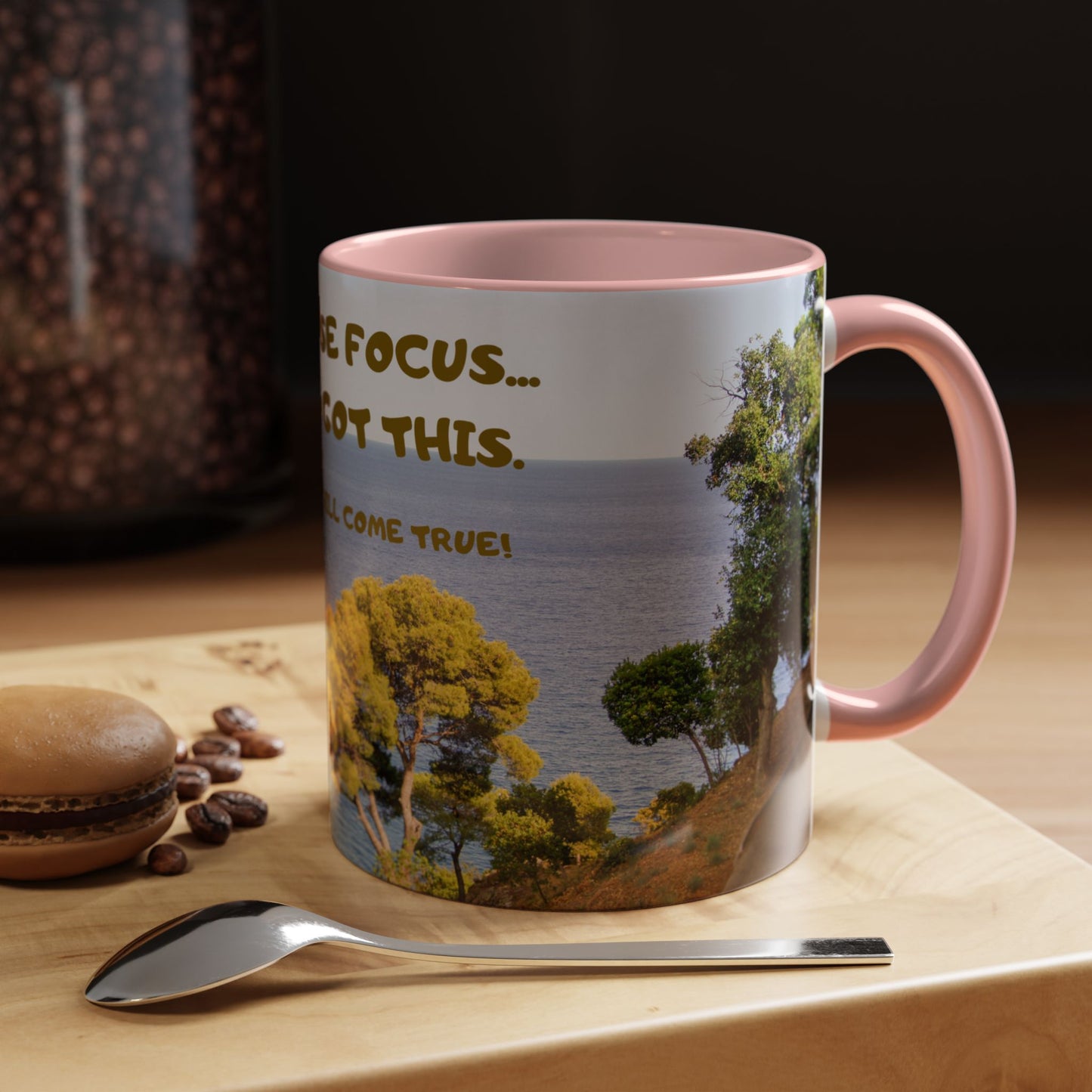 Inspirational Coastal Coffee Mug - "Don't Lose Focus... You've Got This" Accent Mug